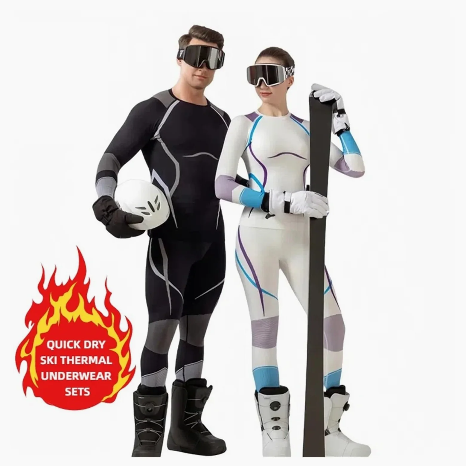 Conjunto TéRmico Transpirable Ropa Conjuntos de ropa interior térmica de esquí for hombre y mujer, chándal de secado rápido, transpirable, for esquí, snowboard, invierno Para El FríO Invierno, Deporte