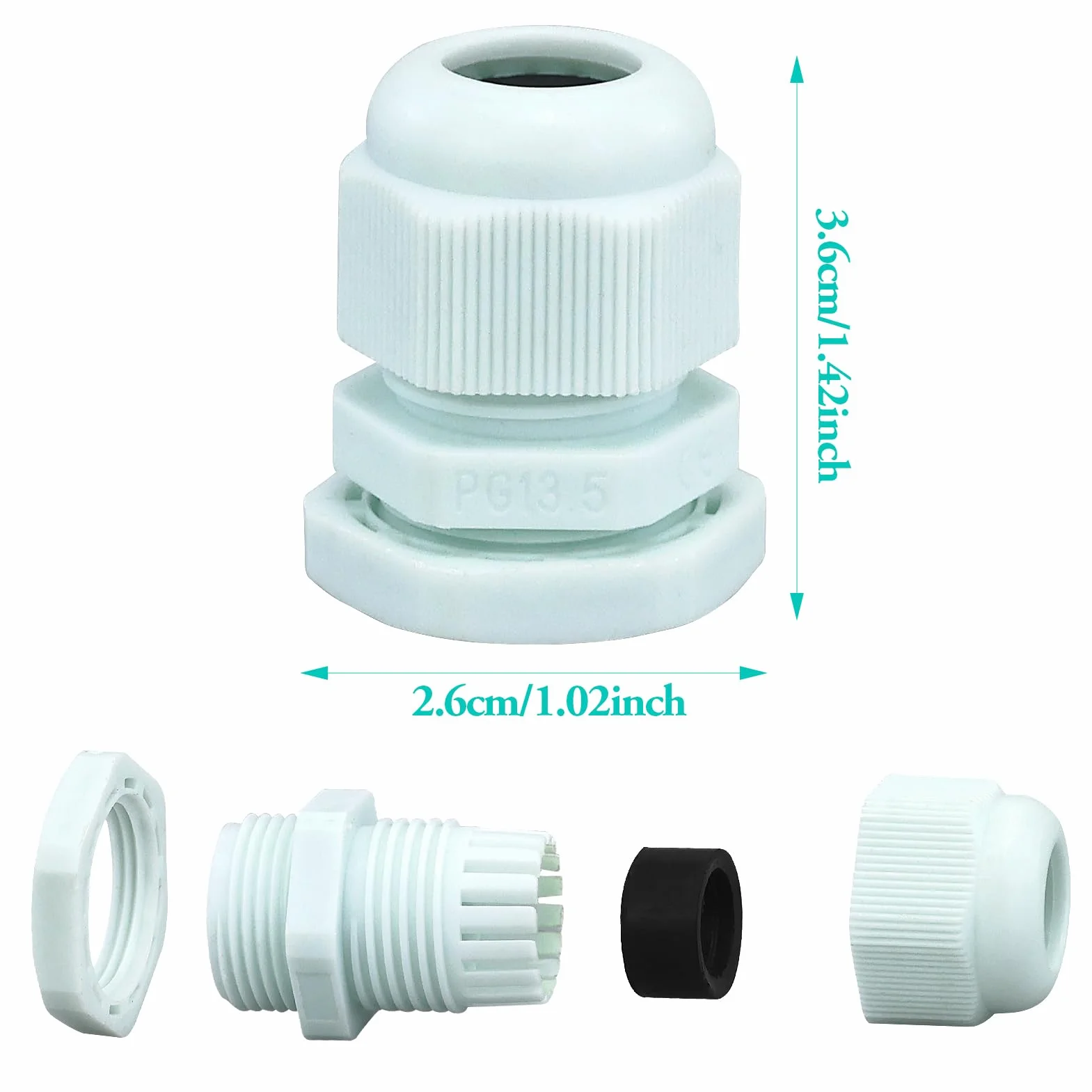 Prensaestopas de cable M20, pasacables resistente al agua, gris, ajustable, para exterior