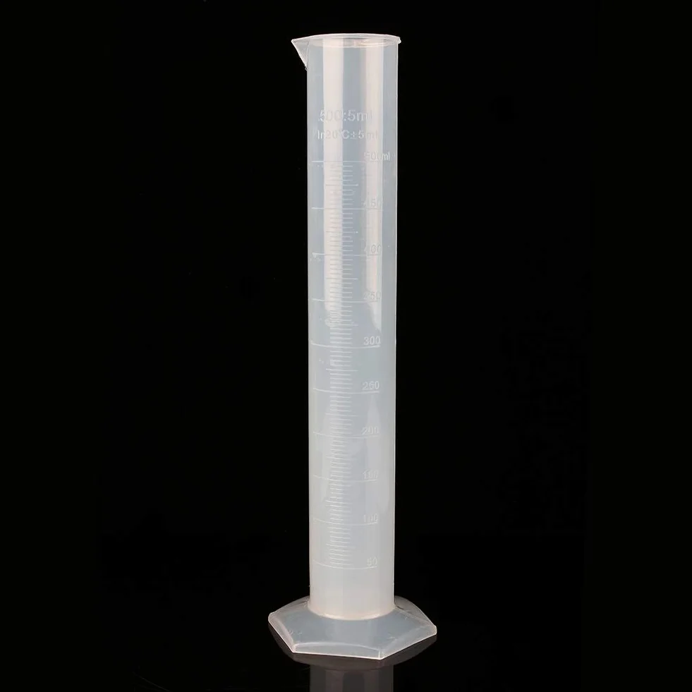 Nikou 500ml Probeta graduado plástico Cilindros prueba tubo laboratorio líquido caliente