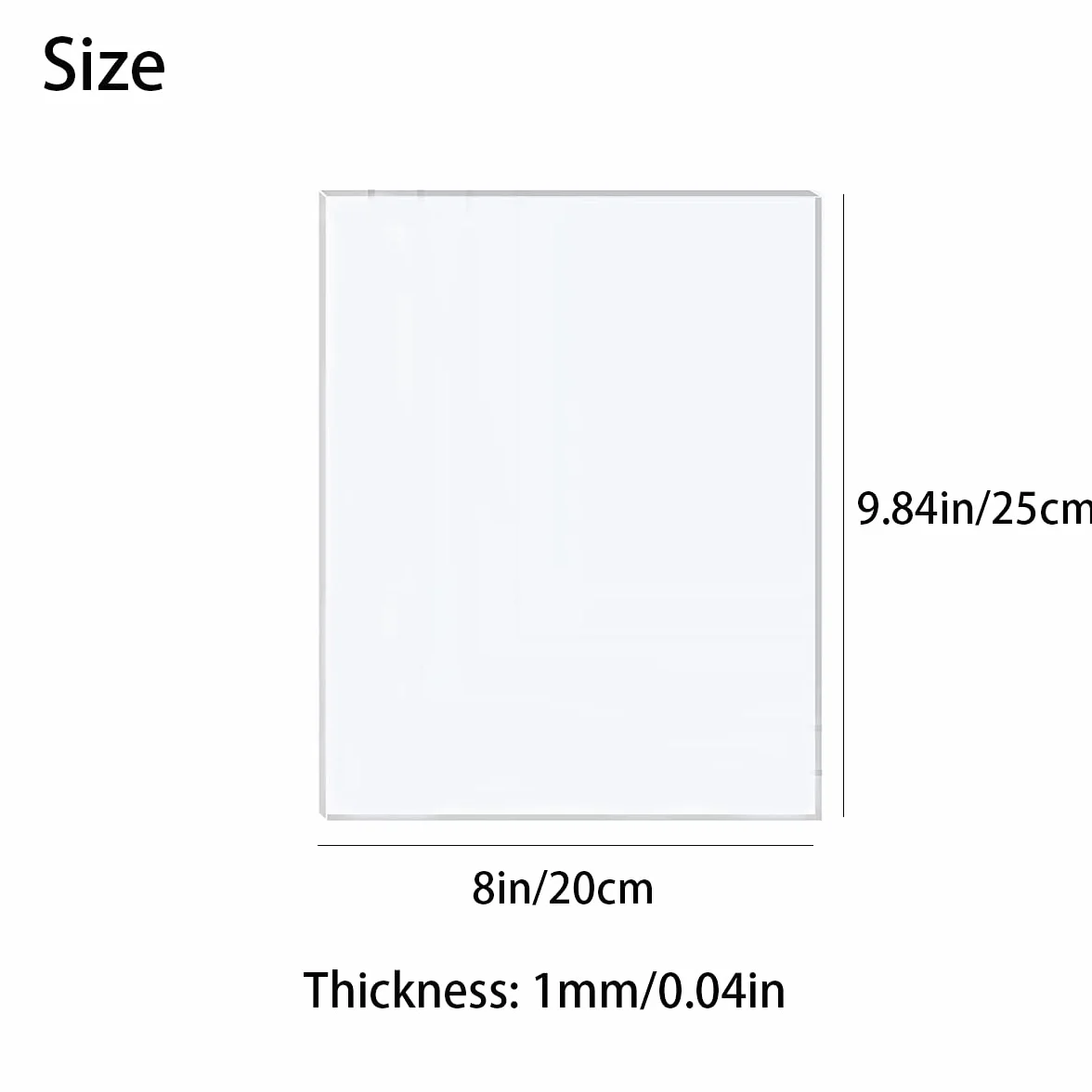 Láminas de Plexi Placas Acrílicas Transparentes 1 mm 25 x 20 cm para Marcos de Fotos