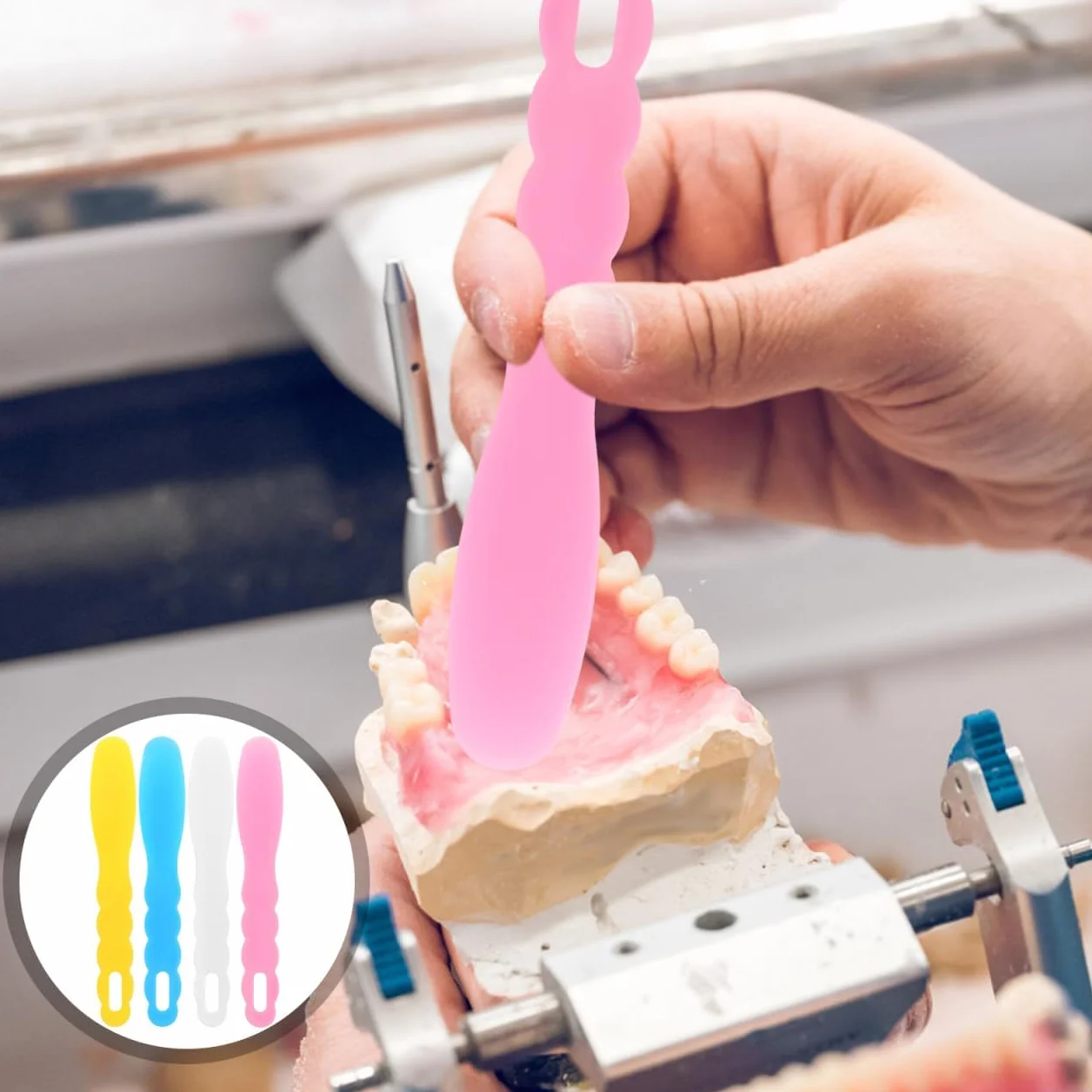 Espátulas dentales 19,5 cm resistentes al calor azul amarillo rosa blanco