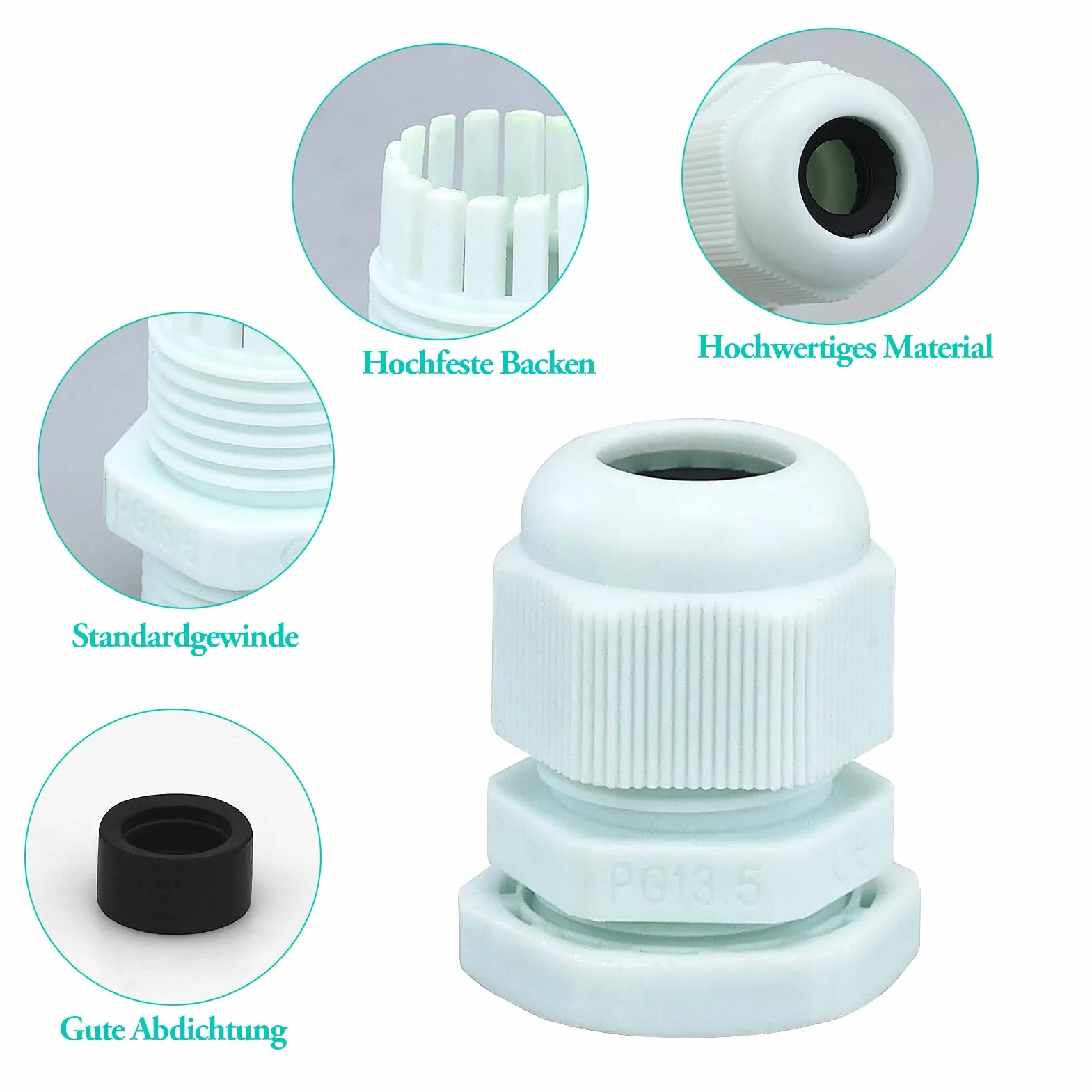 Prensaestopas de cable M20, pasacables resistente al agua, gris, ajustable, para exterior