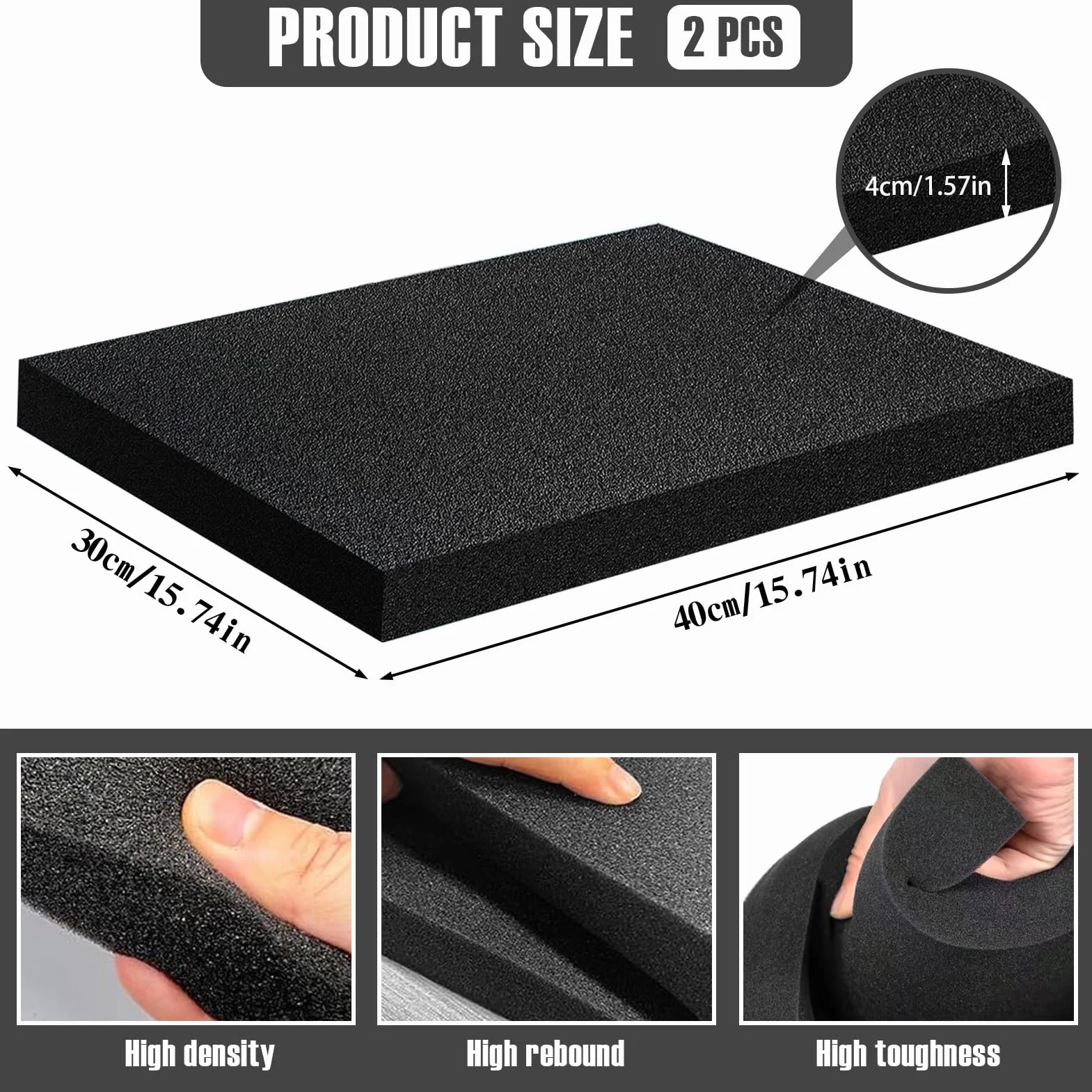 Espuma de Corte para Personalizar 2 Piezas 400x300x25 mm Poliestireno Extruido Insertos para Maleta Herramienta de Cuadrícula