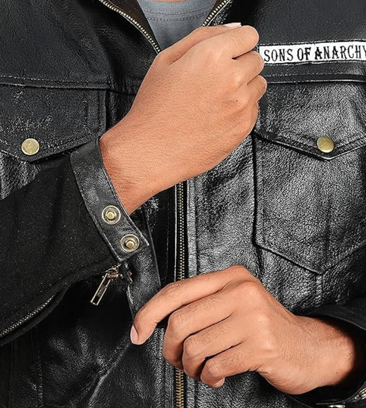 Chalecos y sudadera con capucha de piel para hombre, diseño de Hijo de la Anarquía Biker Club California