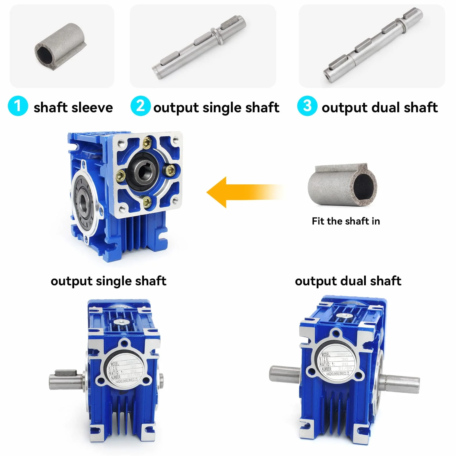 RATTMMOTOR Engranaje helicoidal NMRV030 40:1 11mm entrada 14mm salida para Nema23