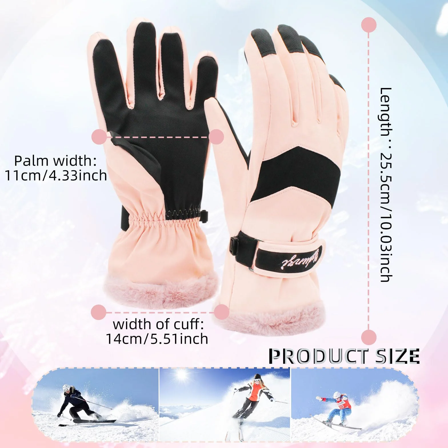 Andiker Guantes de esquí para mujer resistentes al viento y al agua térmicos de invierno