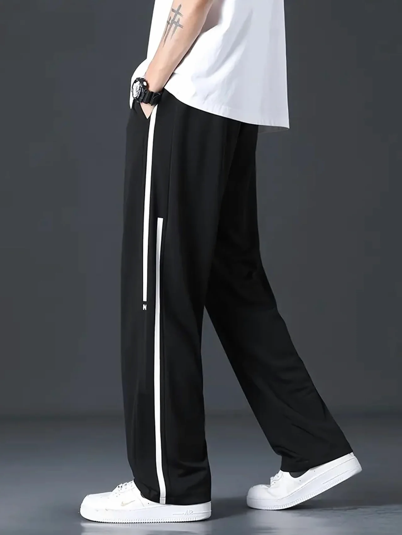 Lymio Pantalones de chándal para hombre, pantalones de entrenamiento, color liso (TP-34-35)