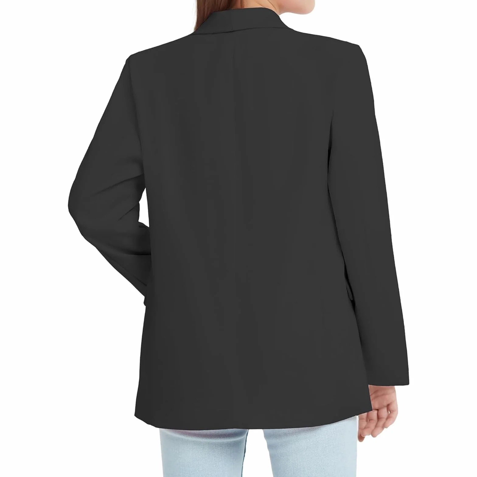 para niñas, Chaqueta de Traje Formal con Cuello Tipo Chal de Manga Larga, Bolsillo Interior Frontal Abierto para niños Gatillos Topes