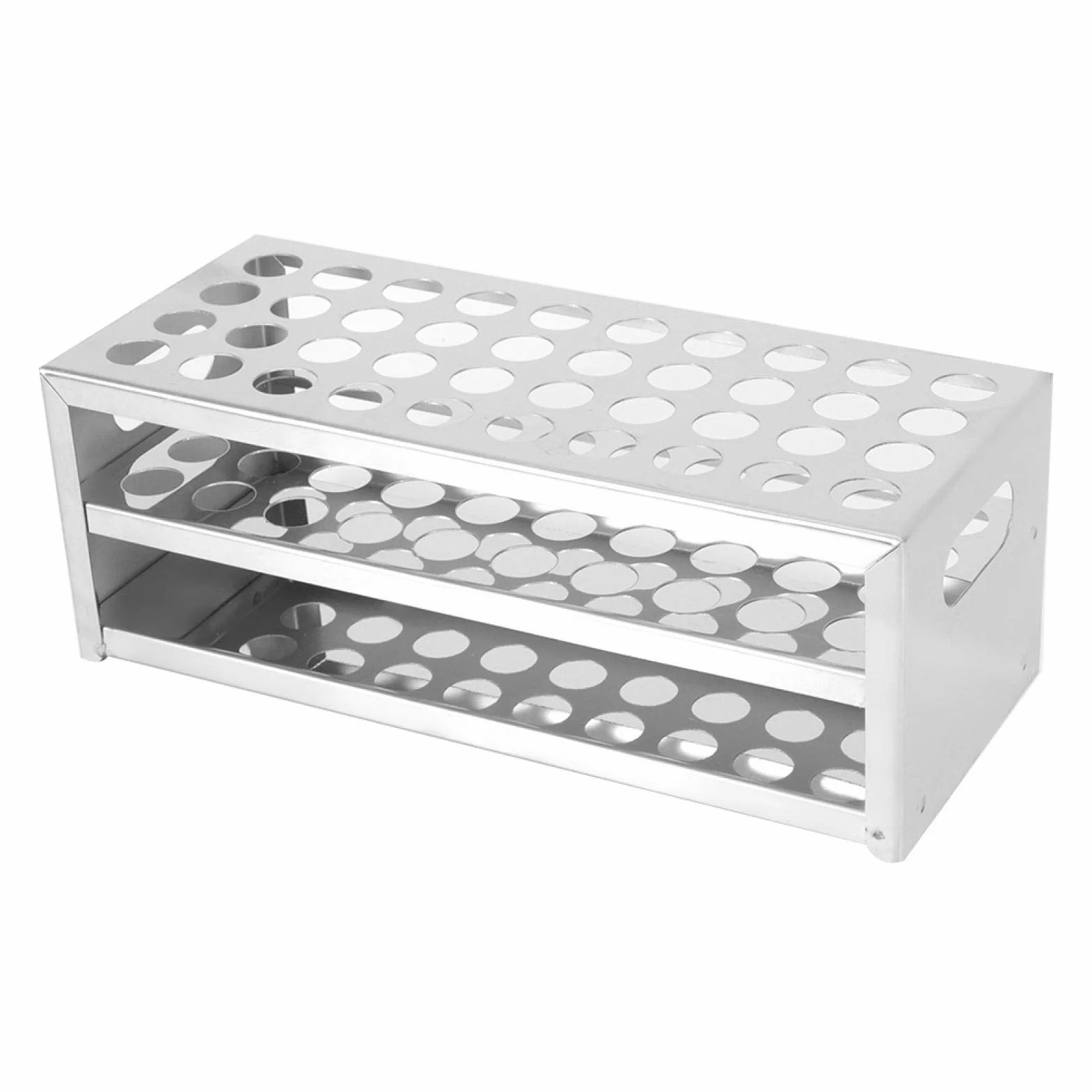 Tyenaza Gradilla para Tubos de Ensayo de Acero Inoxidable 304, 2 Niveles 40 Orificios 15.5mm