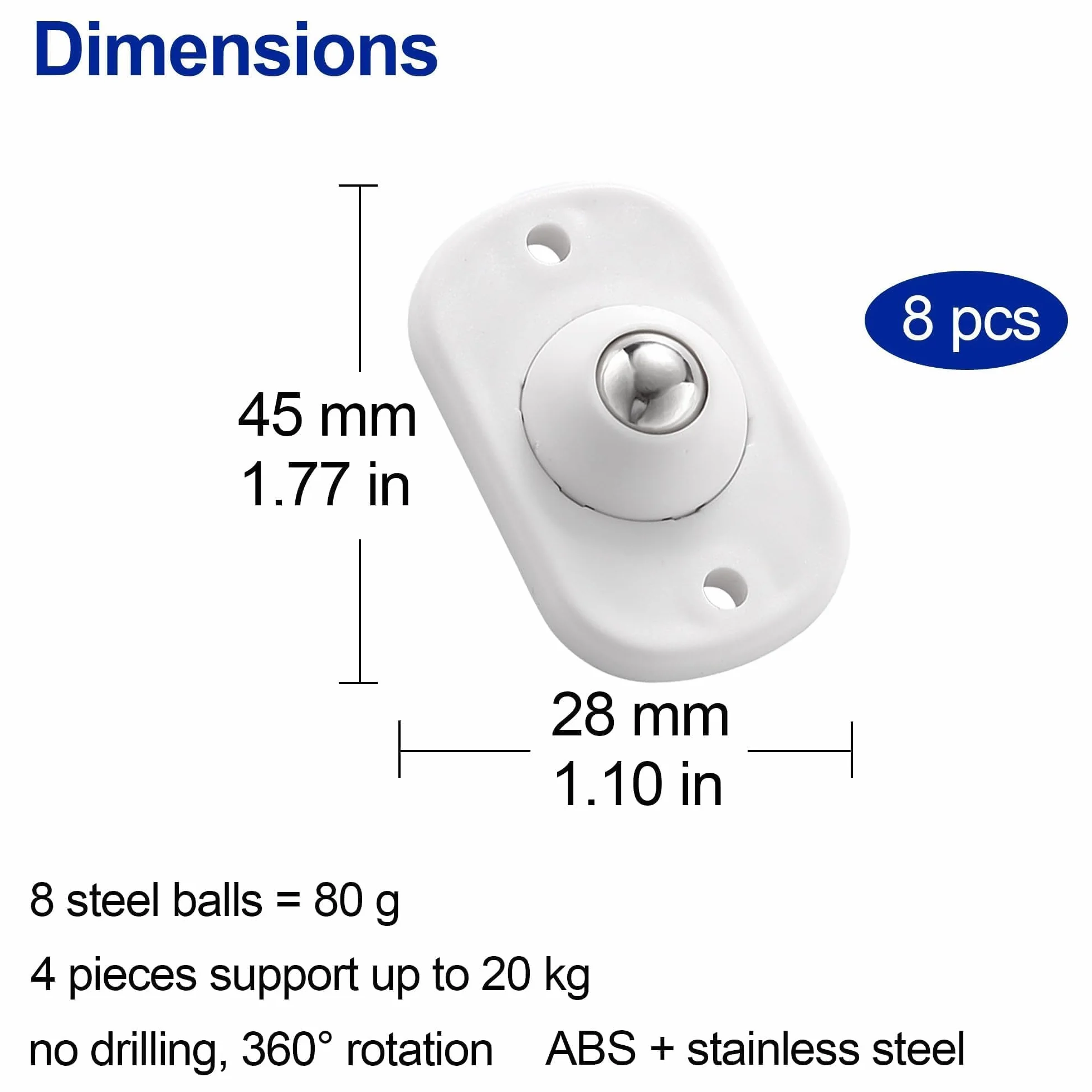 Mini Ruedas Adhesivas Giratorias Juego De 8 Para Electrodomésticos Pequeños Muebles Cocina Cajones