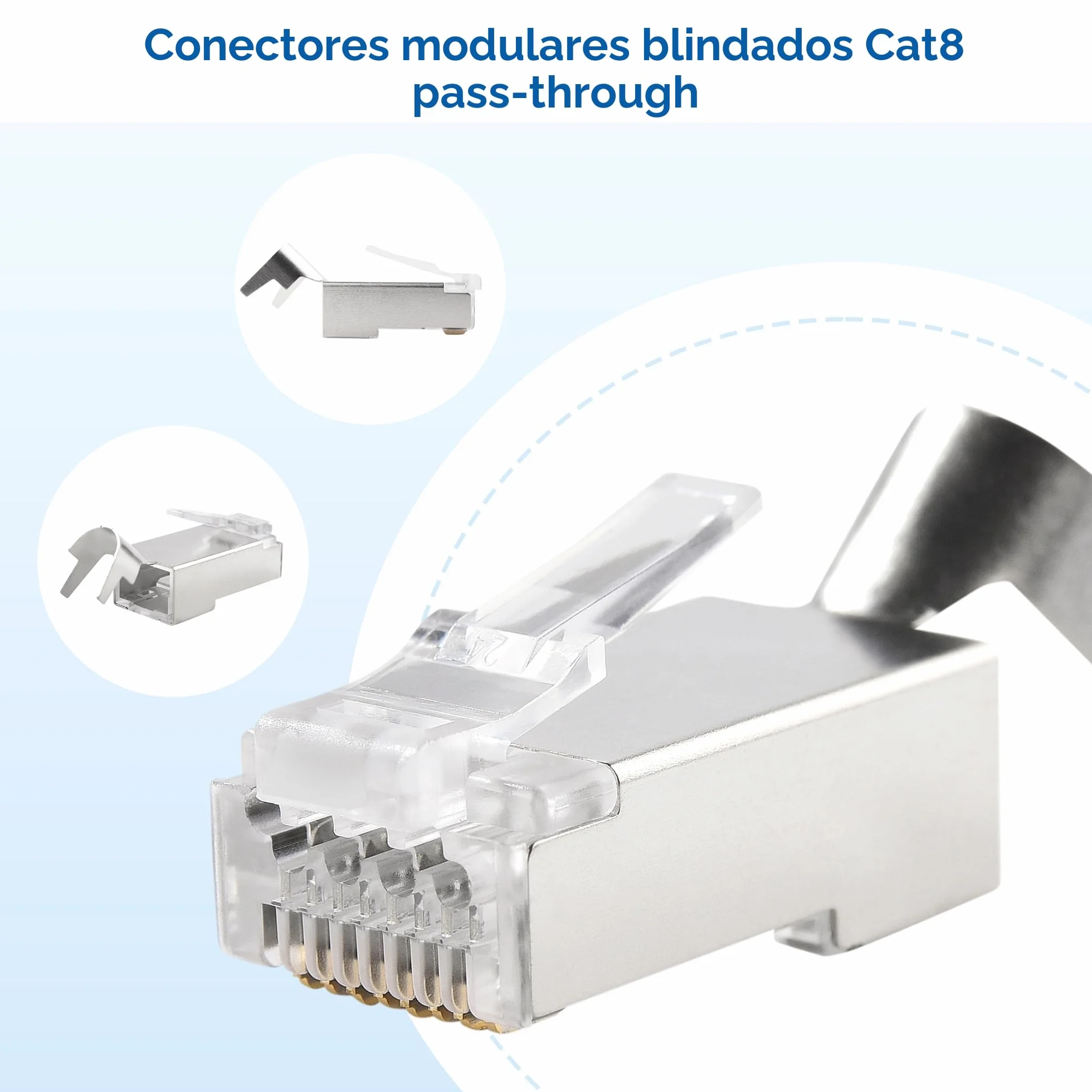 Cable Matters Pack de 20 Conectores Apantallados RJ45 Cat8 Cat7 Cat6 Pass-Through para Cable Ethernet Sólido o Trenzado