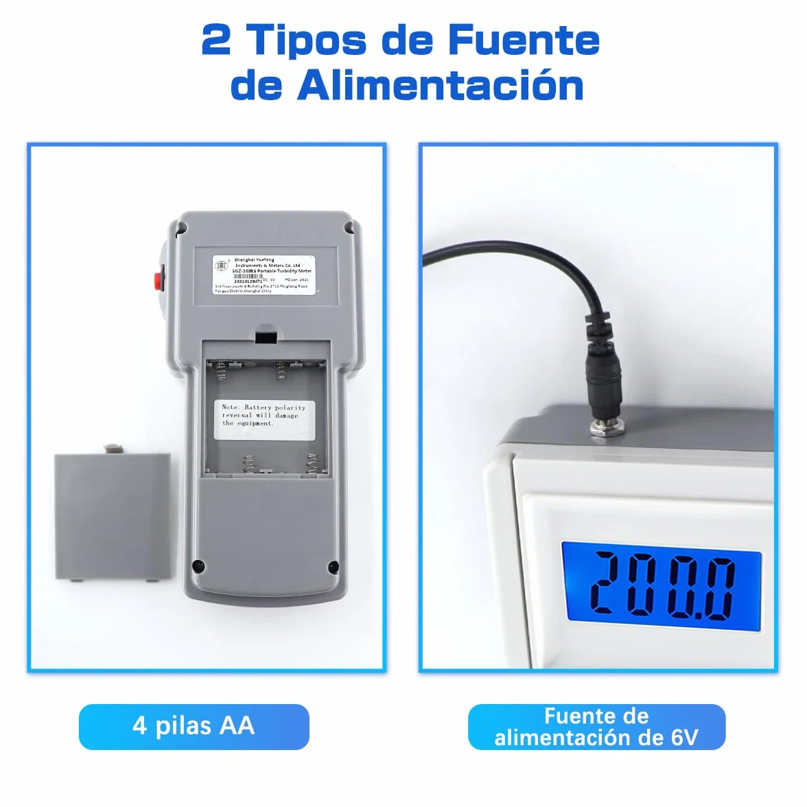 Turbidímetro Portátil 0-200 NTU Medidor de Turbidez Agua con Solución Estándar de Formacina
