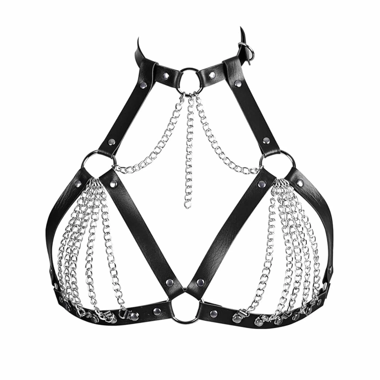 Cadena Cuerpo Gótico Mujer Arnés, Cuero Punk Sexy Ajustable para Atuendos Rave, Gargantilla para Sexo Femenino, Lencería para Festivales, Cadena Punk para la Cintura, Festival Rave