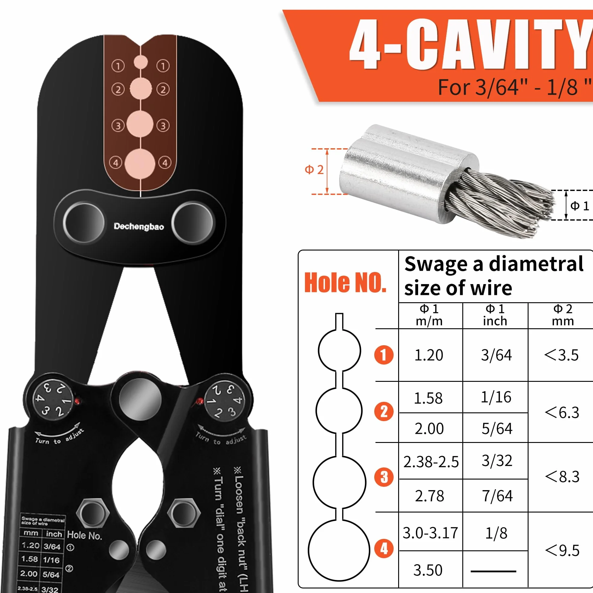 Herramienta de estampación prensado cable acero manguitos dúplex cobre aluminio férulas cortador incorporado