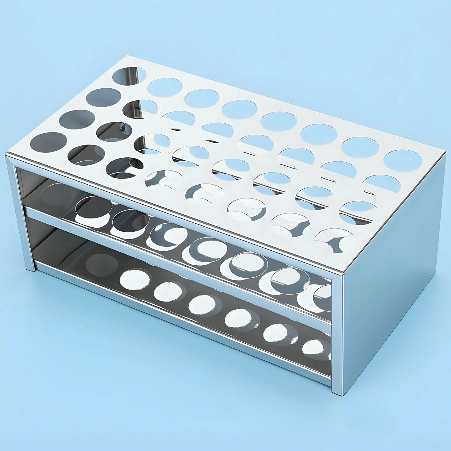 Labasics Soporte para Tubos de Ensayo de Acero Inoxidable, 32 Agujeros para Tubos de 22.5 mm
