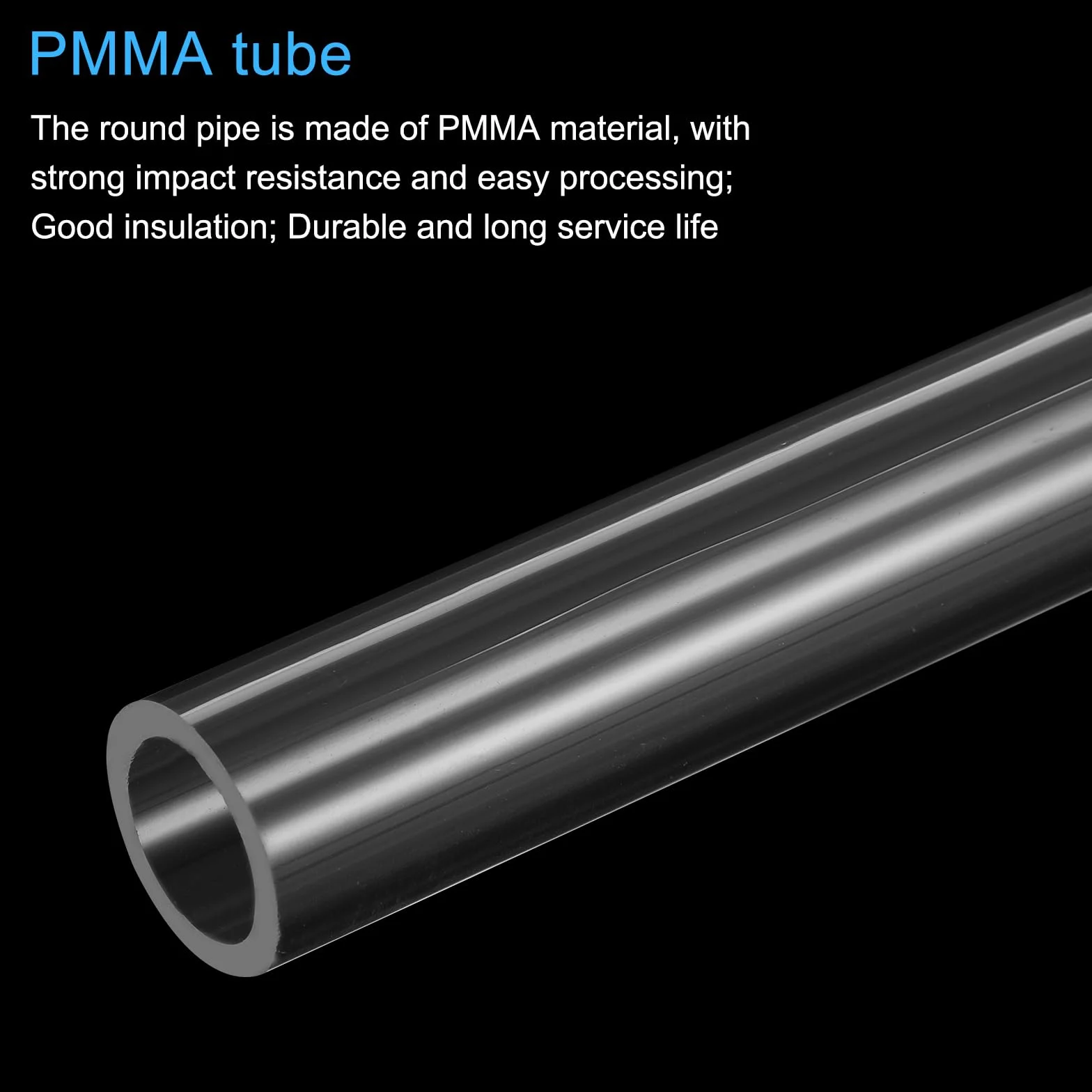Tubo acrílico redondo transparente 17 mm DI 21 mm DE 350 mm para lámparas