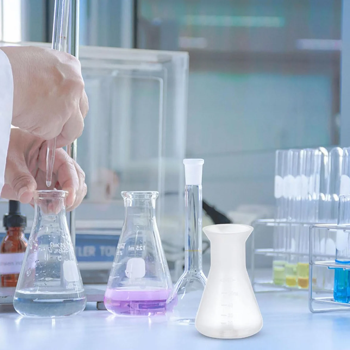 Matraz Erlenmeyer 50ml PP Cónico Antiderrame Juego de 8 para Laboratorio