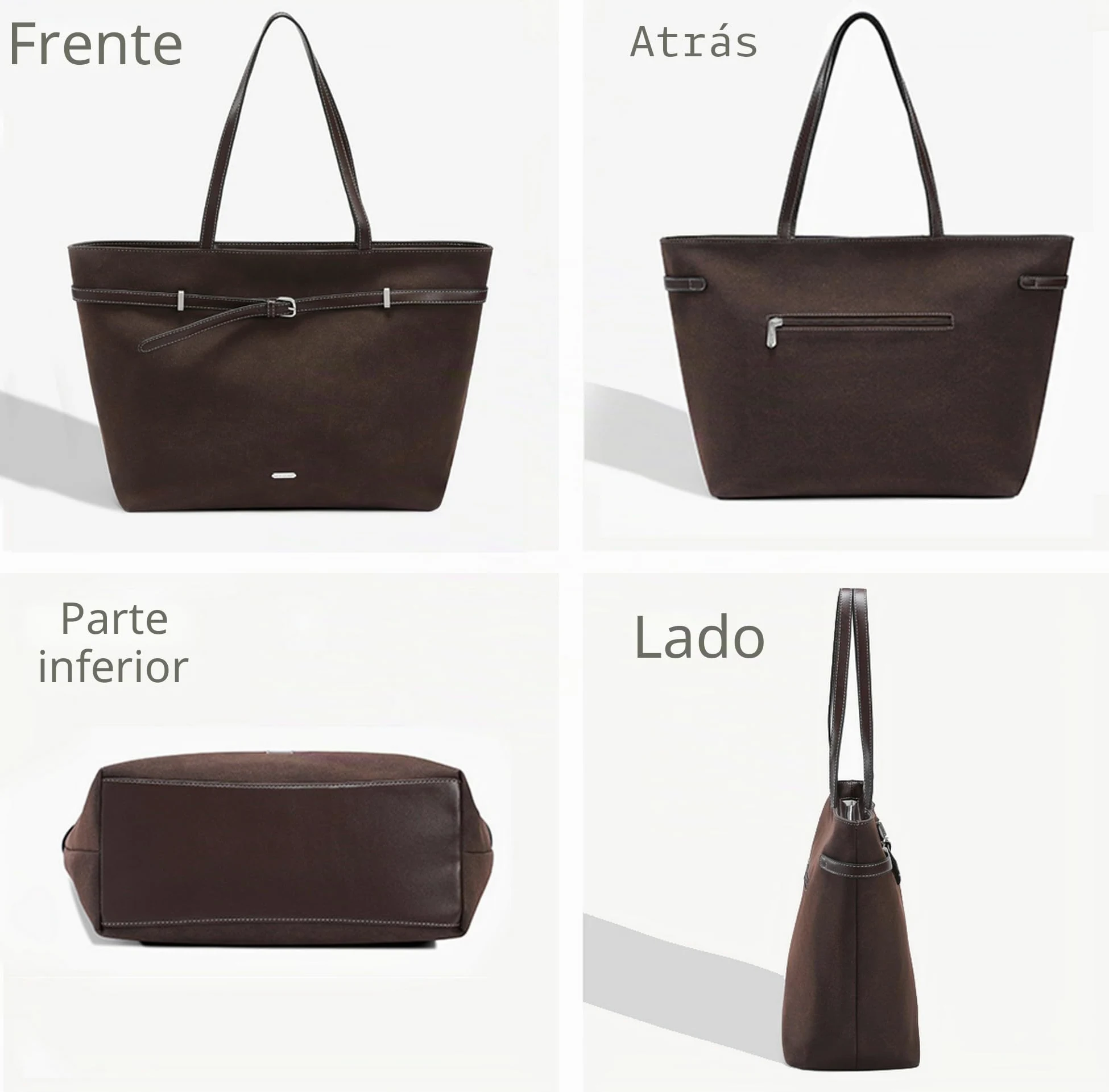David Jones – Bolso de mano para mujer ante de gran tamaño – Bolso de mano para el hombro durante la escuela secundaria de trabajo – Bolso de mano de ante flexible – Shopper de gran capacidad A4 asas