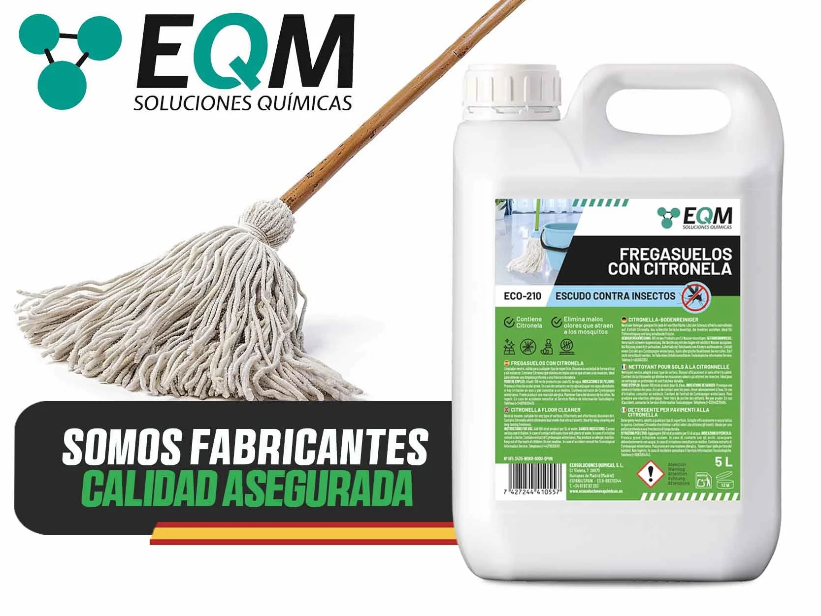 EQM ECO-210 Fregasuelos Citronela 5L Repelente Natural