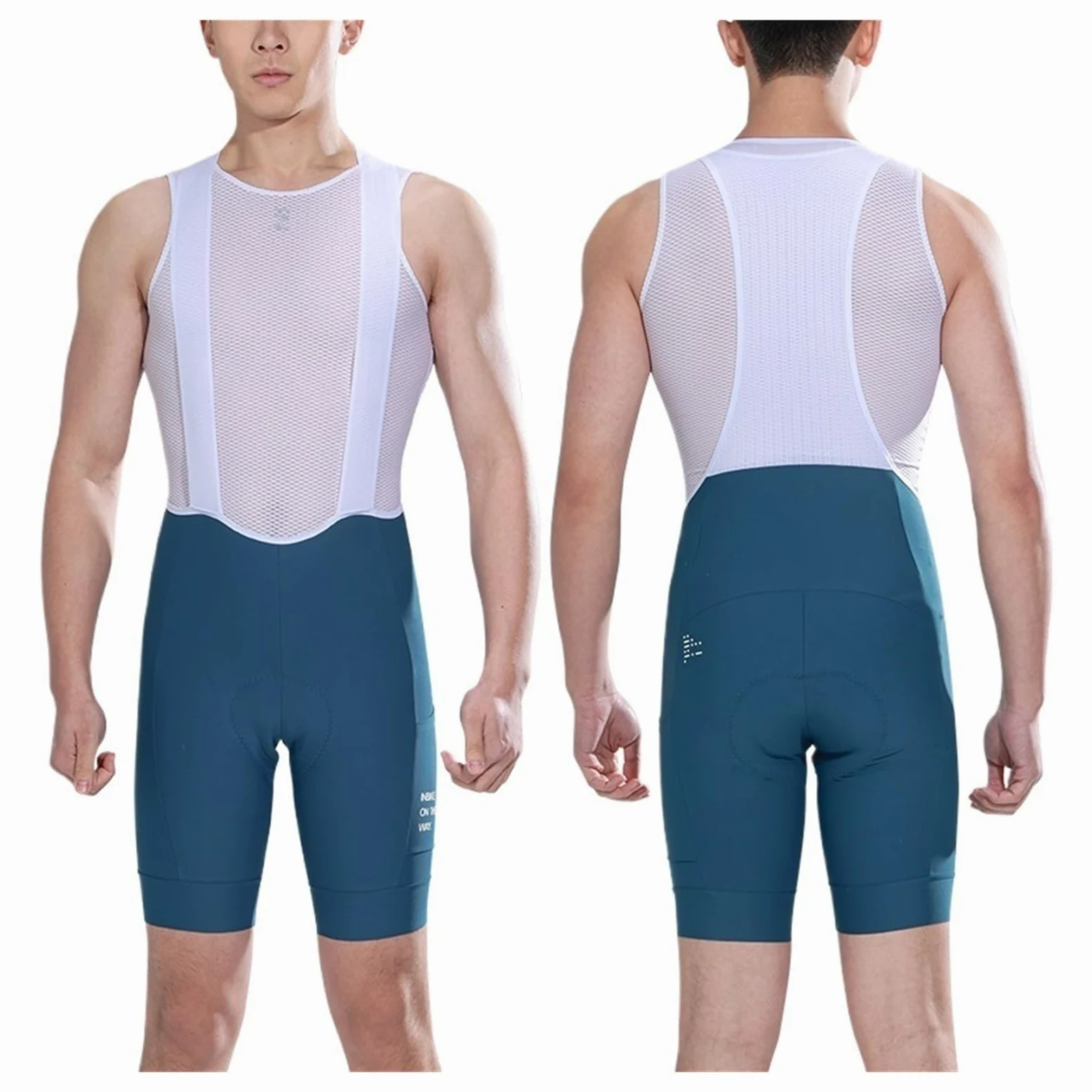 Bicicleta Pantalones Cortos Pantalones Cortos de Ciclismo Verano con Tirantes y Acolchado 3D for Hombre, Pantalones for Bicicleta montaña, for Carretera Bolsillo(Blue,M-EU)