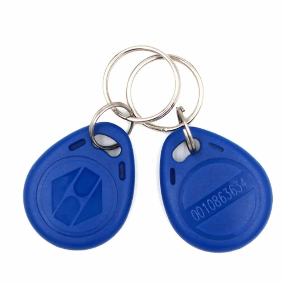 YAVIS Llaveros RFID 125 KHz EM4100 TK4100 Proximidad Lector Texto Etiqueta Control de Acceso Tarjeta Inteligente Keyfobs Azul 10 Piezas