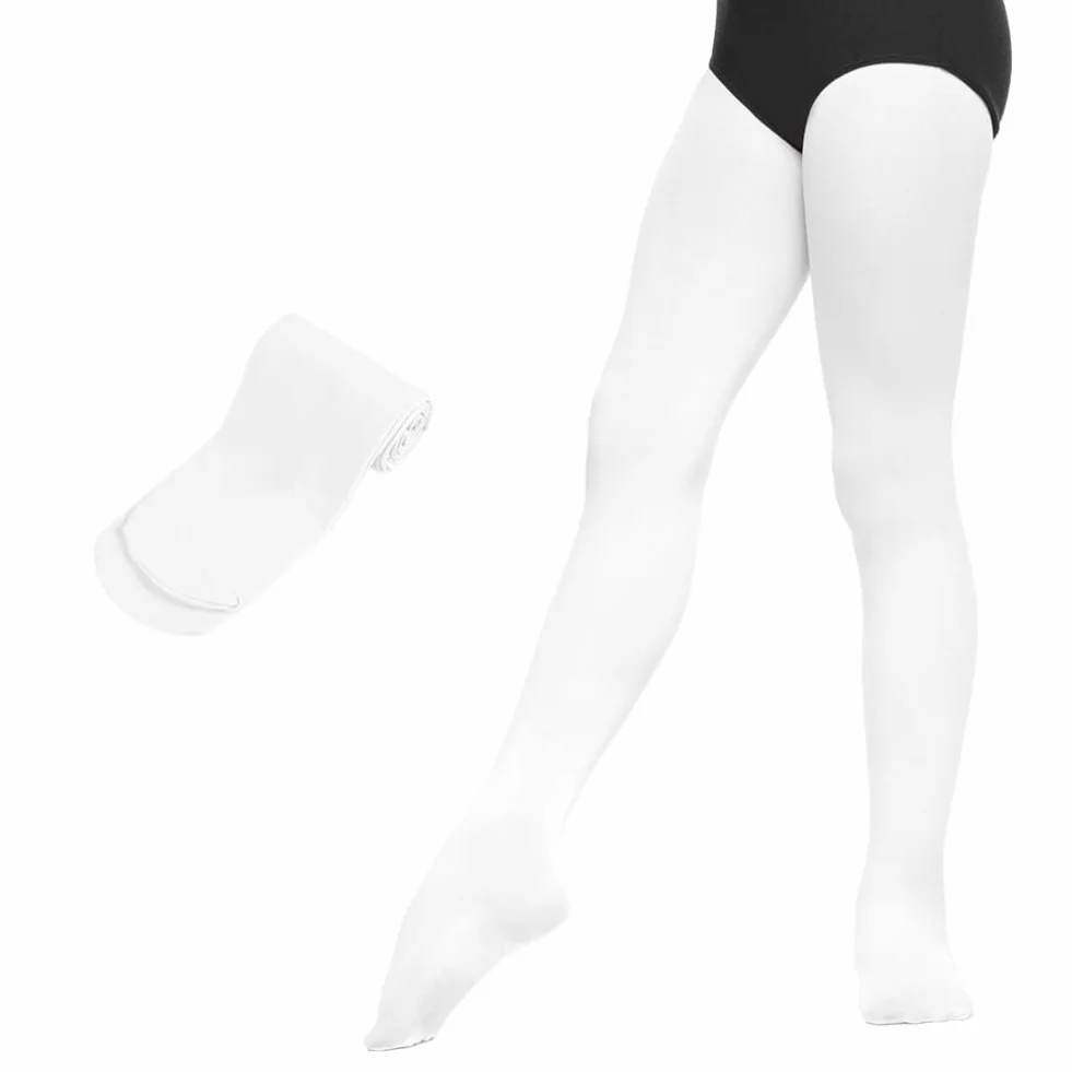 Medias de Ballet para Niña 90D Blancas sin Costura Danza Clase Espectáculos
