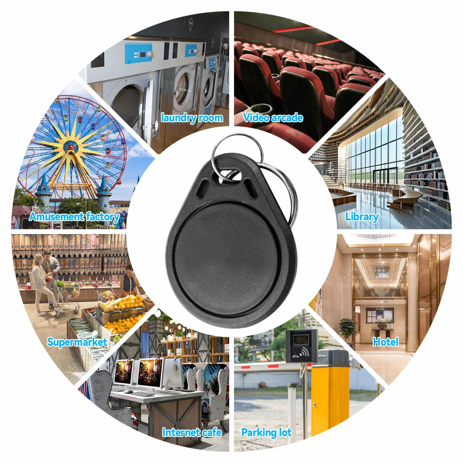 Etiqueta Fob RFID 13,56 MHz MIFARE Classic 1K, 100 llaves UID regrabables, tarjeta control acceso
