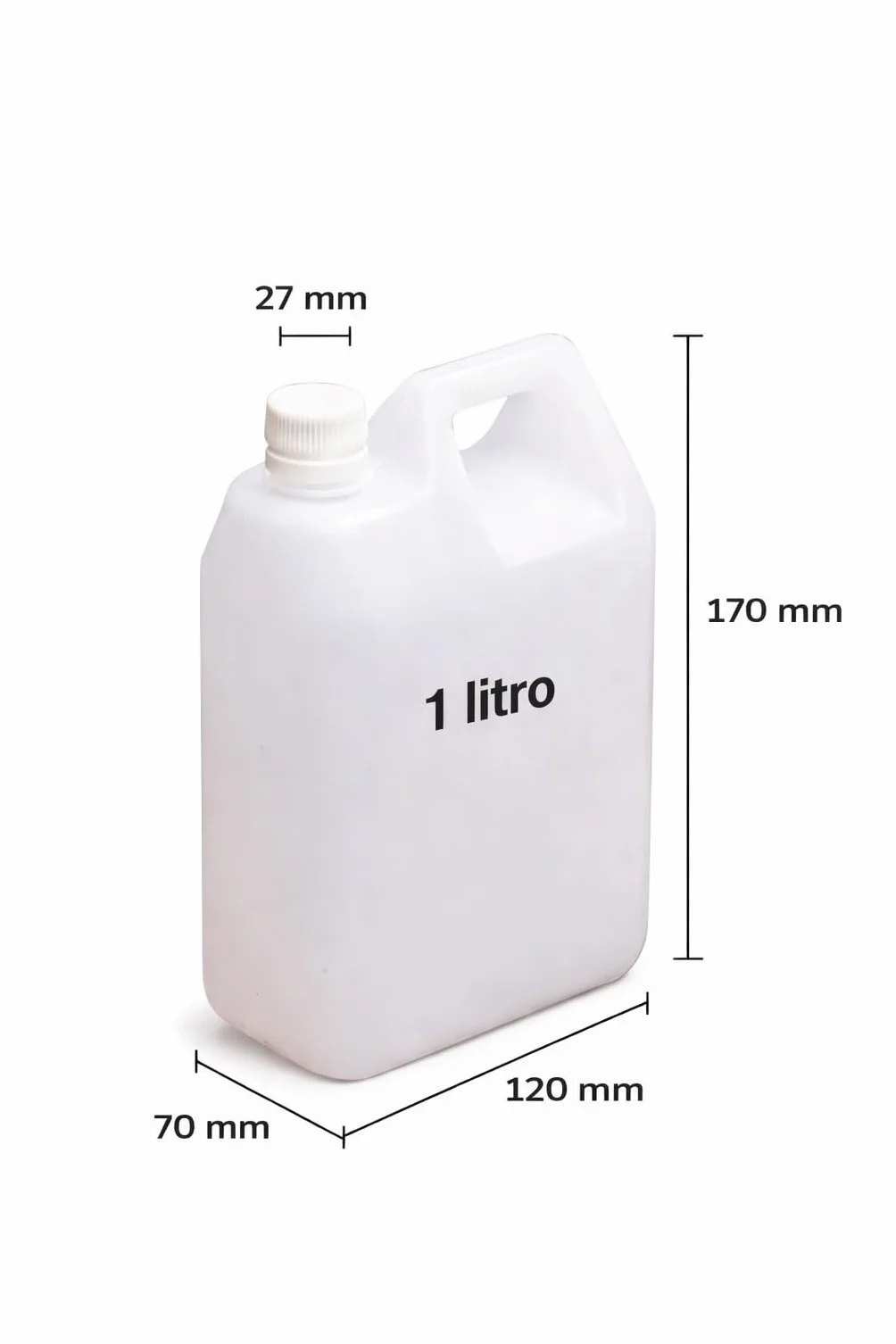 Bidon 1 Litro Rectangular Garrafa Plastico PEHD Reutilizable Libre de BPA Apto Uso Alimentario Resistente