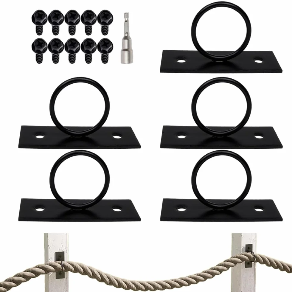 SEIWEI Kit de soporte de valla de cuerda de acero inoxidable con tornillos y casquillo (5 piezas)