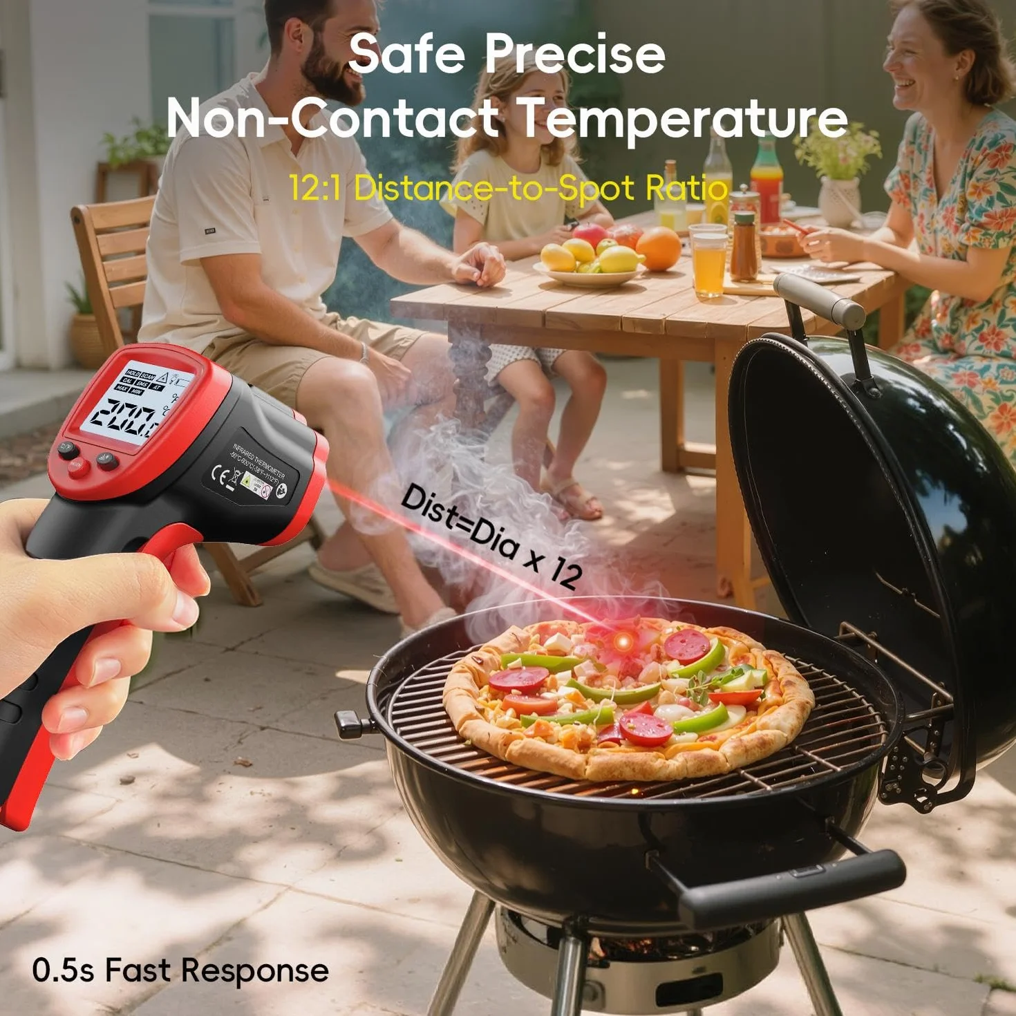 Eventek Termometro Infrarrojos Cocina -50℃~600℃ LCD Laser Pistola Temperatura Sin Contacto Emisividad Ajustable BBQ