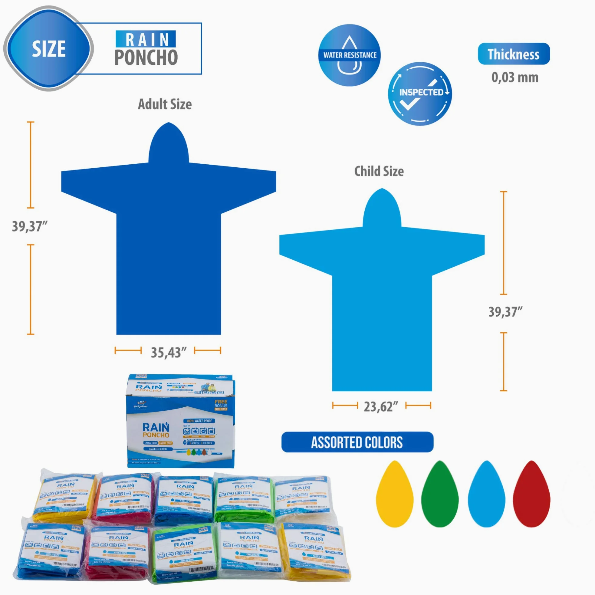 Paquete familiar de ponchos de lluvia extra gruesos, fundas para zapatos incluidas 4 y 10 unidades