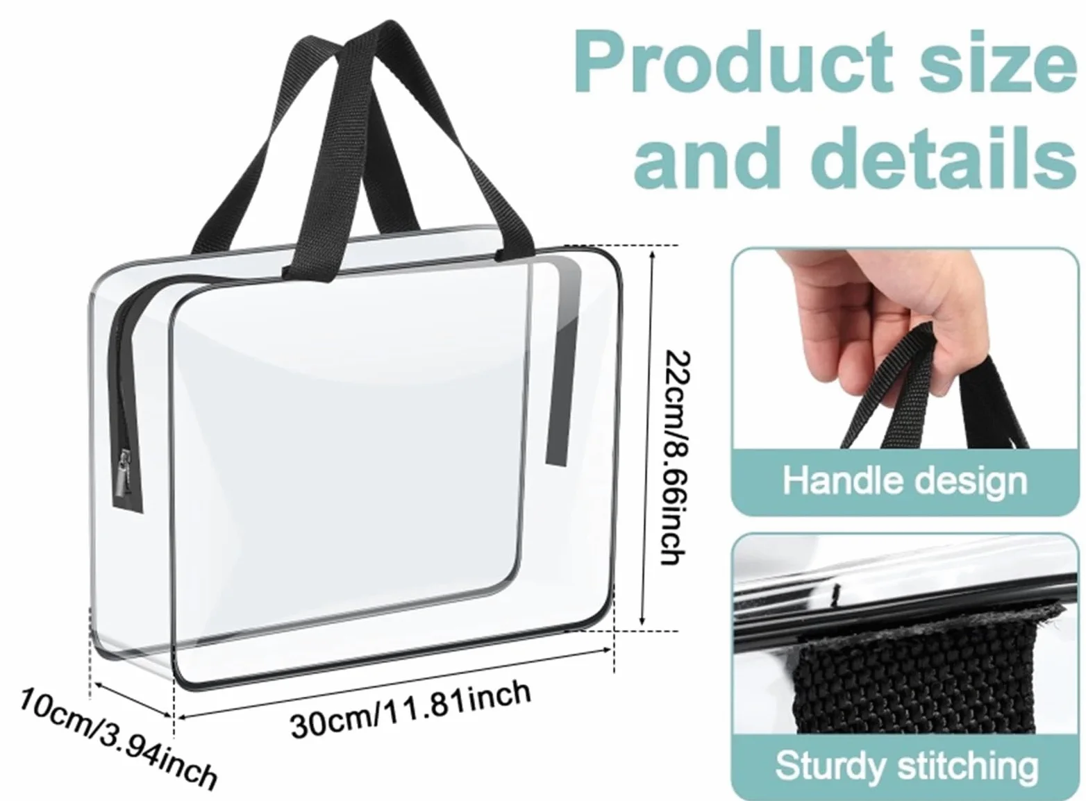 Bolsas Neceser Transparente Bolsas de Almacenamiento de Maquillaje de PVC de 4/6 Piezas, Bolsa organizadora Transparente portátil de Gran Capacidad con Cremallera for Viajes, Lavado del hogar(6Pcs)