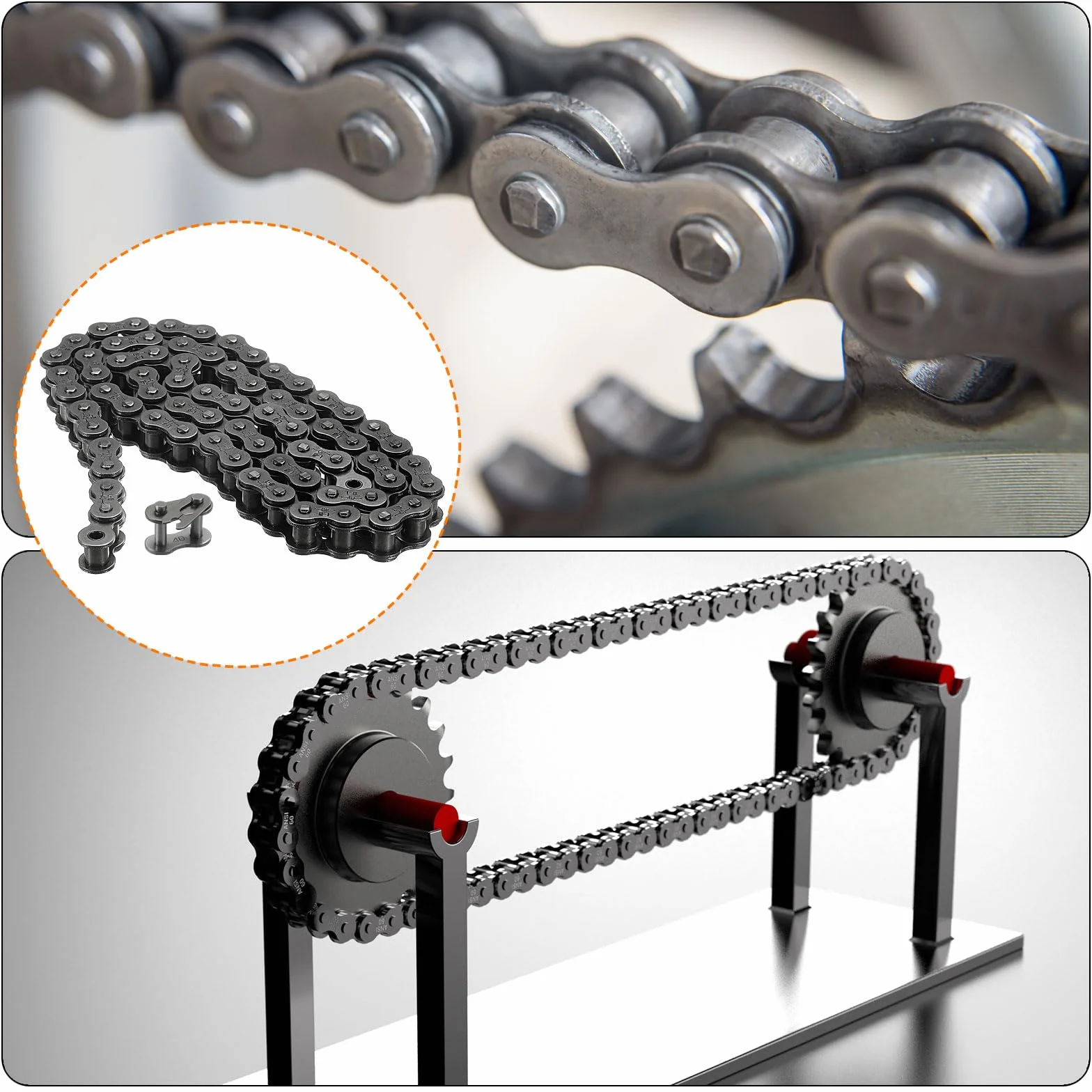Roller Chain 3 Ft #40/08A-1 1/2" Pitch Carbon Steel 72 Links
