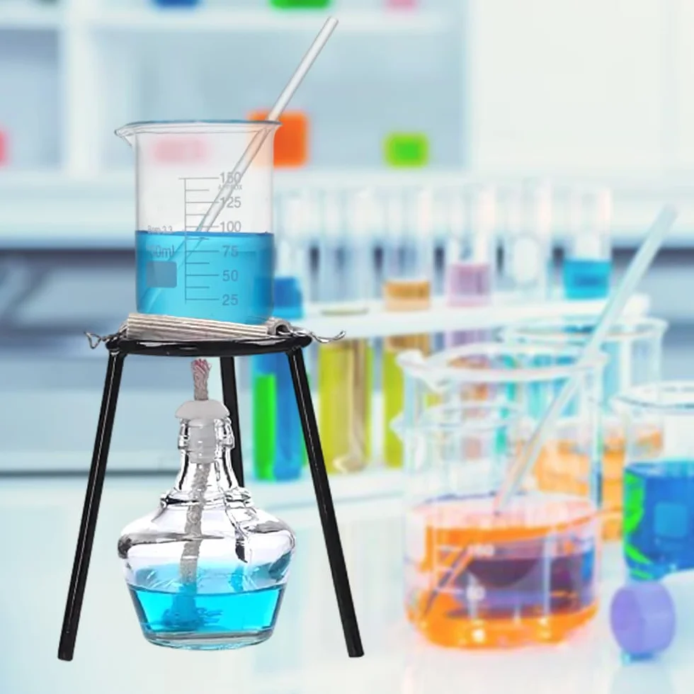 BORDSTRACT Lab Bunsen Burner Trípode, Lámpara de Alcohol Calentadores Soporte Laboratorio Química Educación