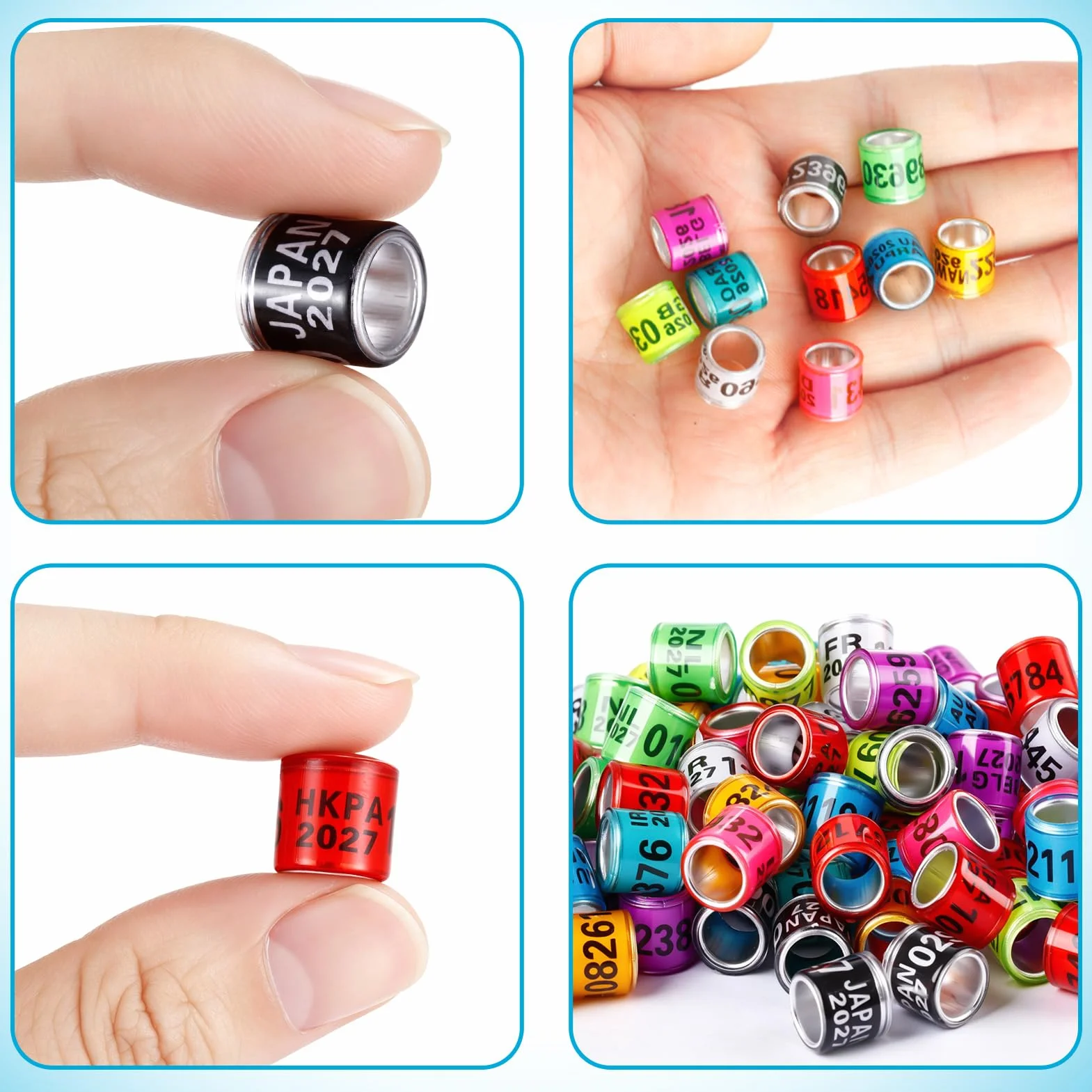 Anillos de aluminio para patas de paloma 10 colores identificación bandas 2026