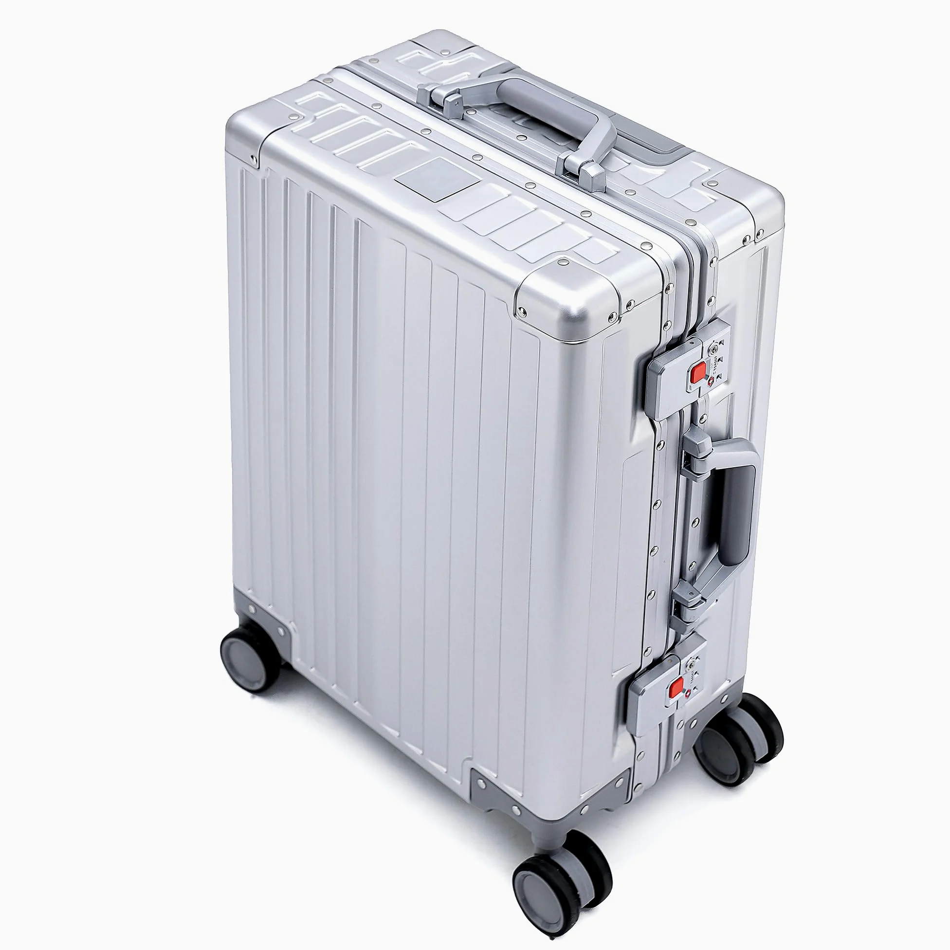 Simcat - Equipaje de mano de aluminio con ruedas giratorias, aprobado por aerolíneas, ligero, con candado TSA y ruedas silenciosas, carcasa dura, para viajes de negocios, Silver, 20in/55cm,36L