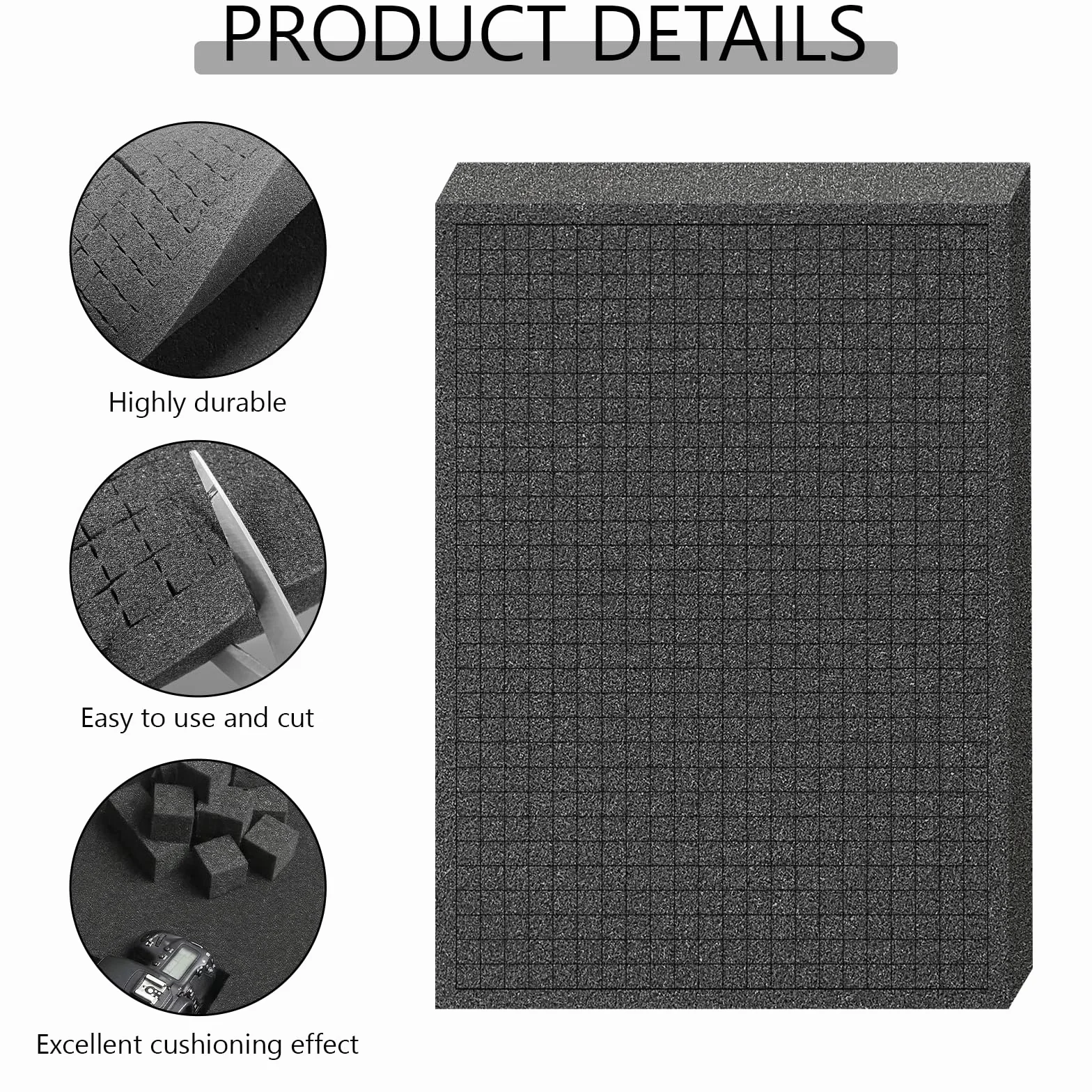 Espuma precortada 40x30x2.5cm Negra para cajas de herramientas y protección