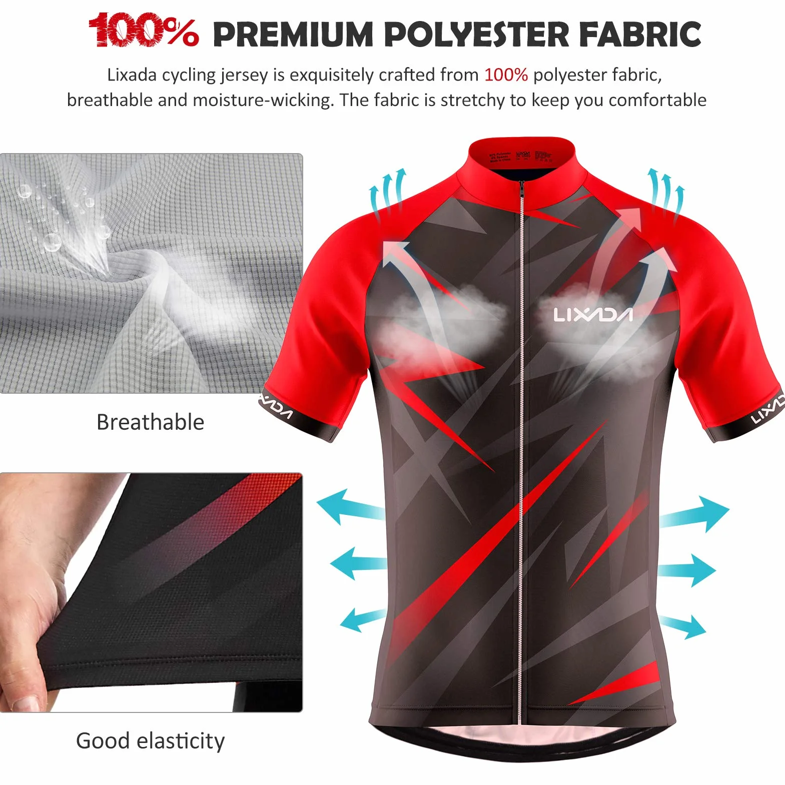 Lixada - Camiseta de ciclismo de manga corta para hombre, transpirable, manga corta, acolchada, para ciclismo, deportes al aire libre