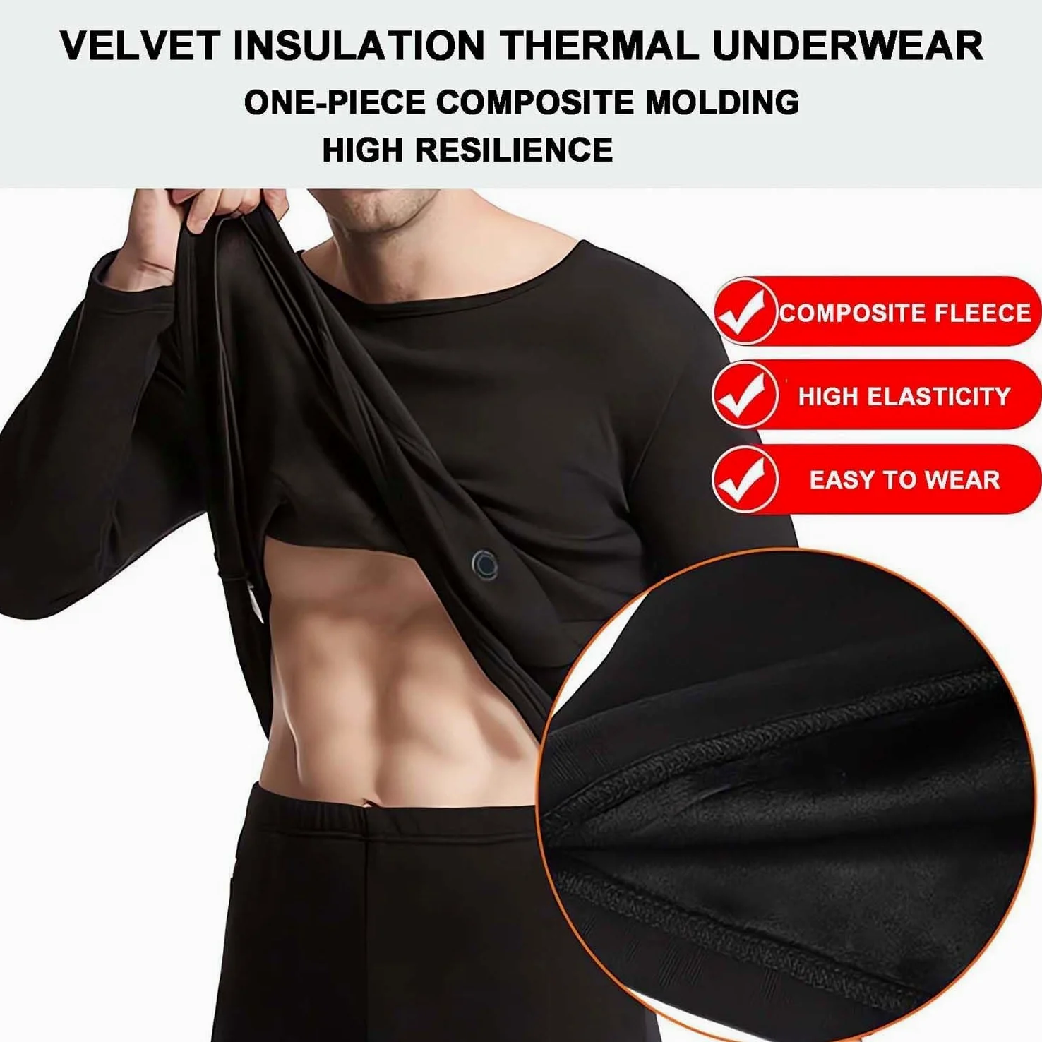 Ropa Interior Calefactable Hombre, Conjunto de Ropa Interior Térmica Calefactables con 16 Zonas de Calentamiento, Ropa Termica Hombre para Esquí Pesca Caza Moto(No Incluye Batería)
