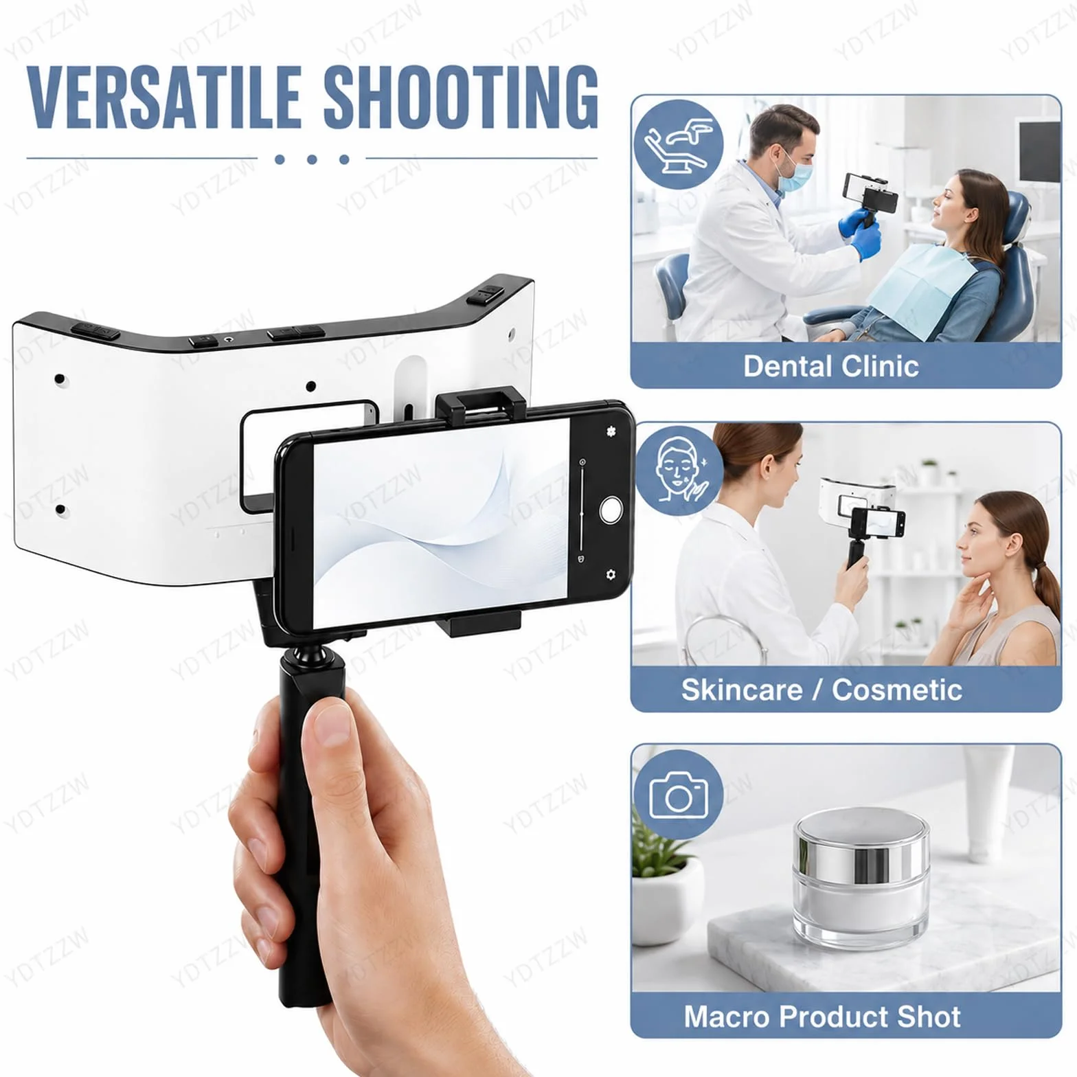 Lámpara LED dental fotografía 32000 lx 5 niveles brillo ajustable relleno bucal