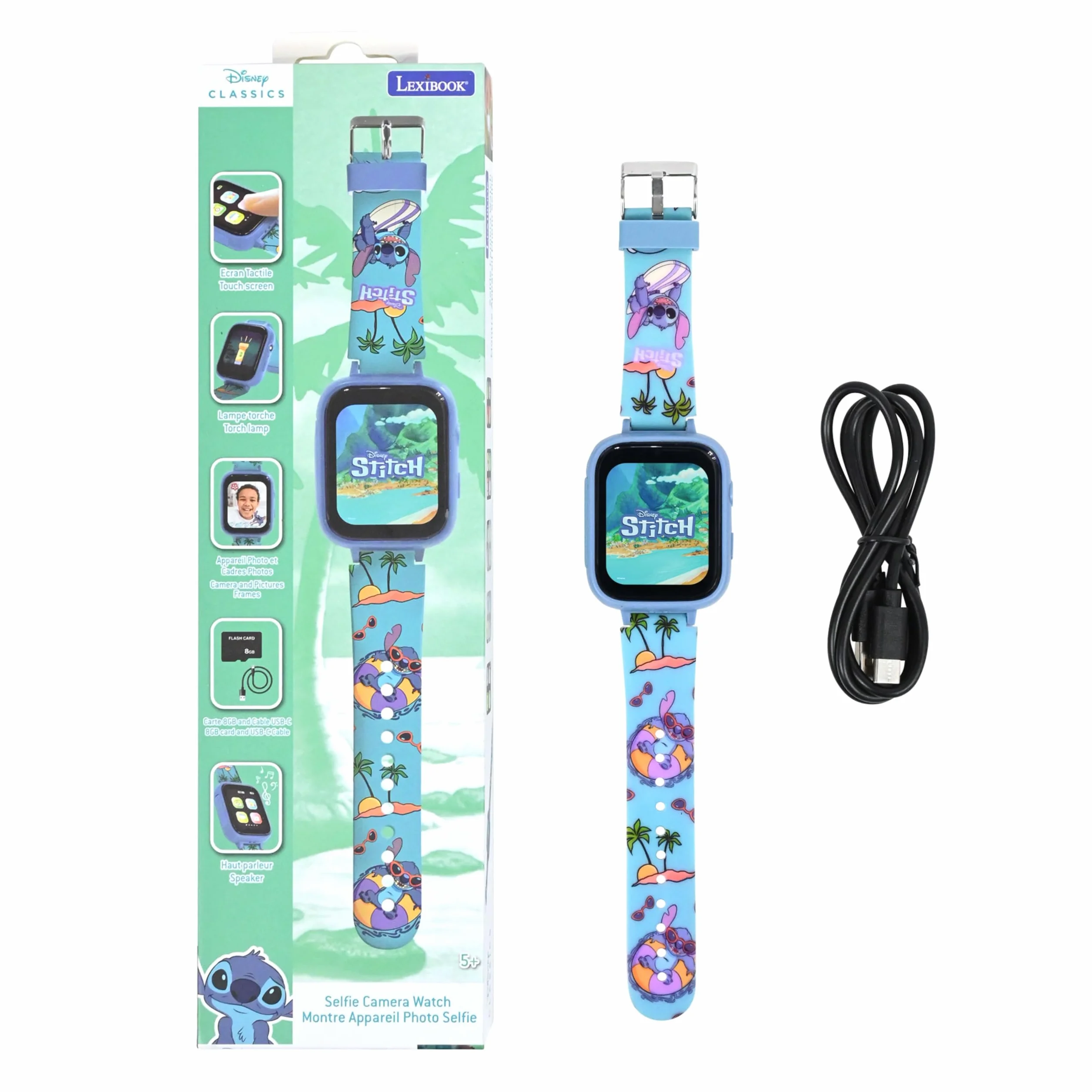 Lexibook Reloj con Cámara Selfie Pantalla Táctil HD 720p MP3 Altavoz Podómetro 5 Juegos DMW070