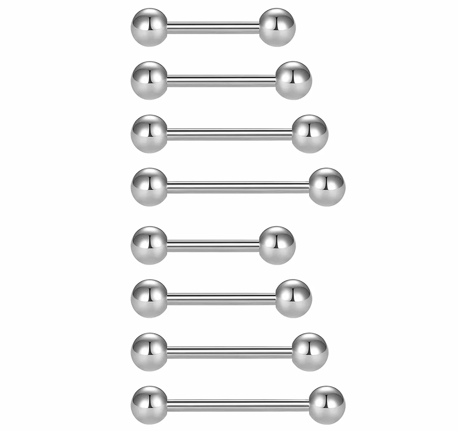 FECTAS 5 unids 14 G Acero quirúrgico pezón Piercing Lengua Bar Set Body Piercing Joyería 12/14/16/18mm