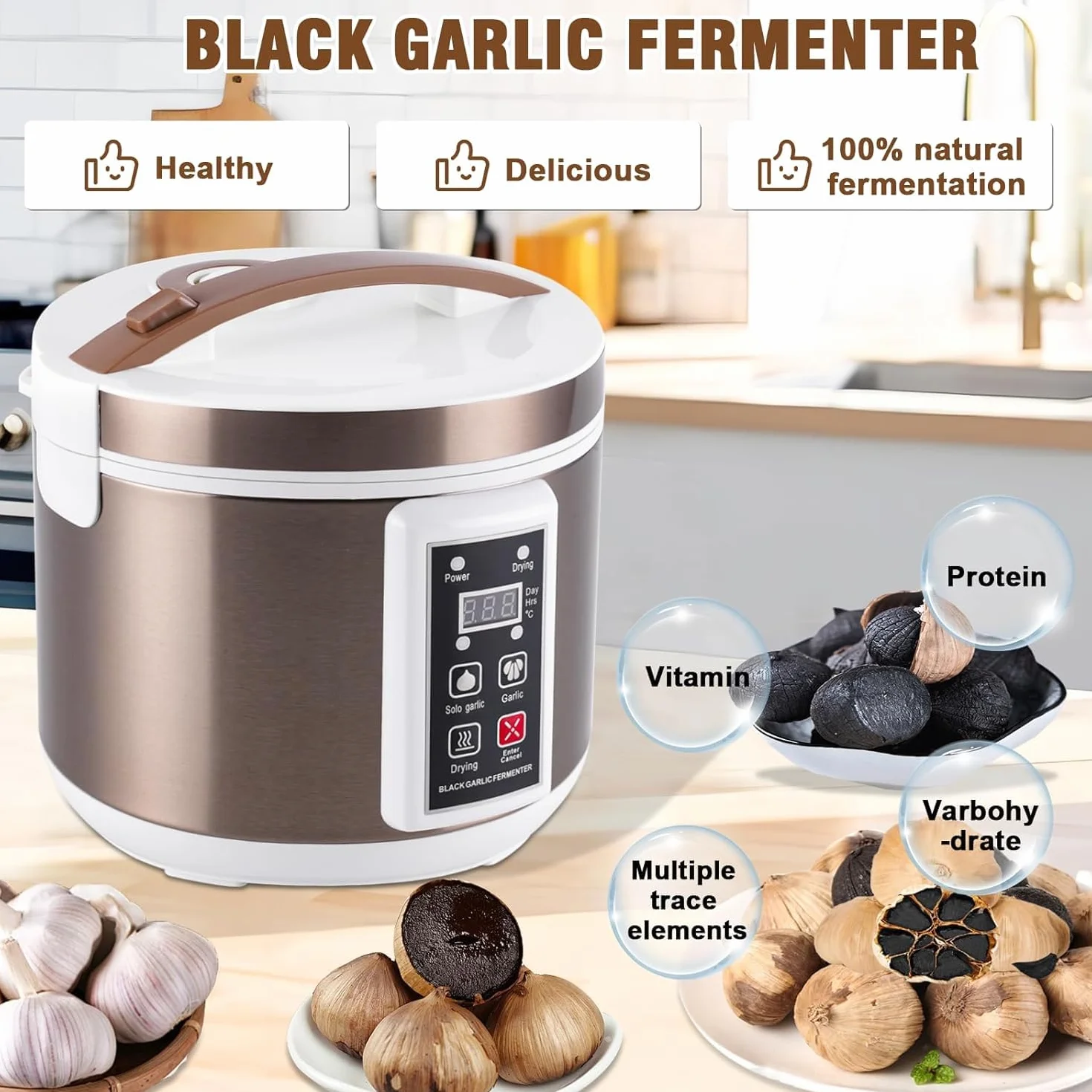 YUCHENGTECH Fermentador de Ajo Negro 6L Automático Inteligente con Control de Tiempo y Temperatura