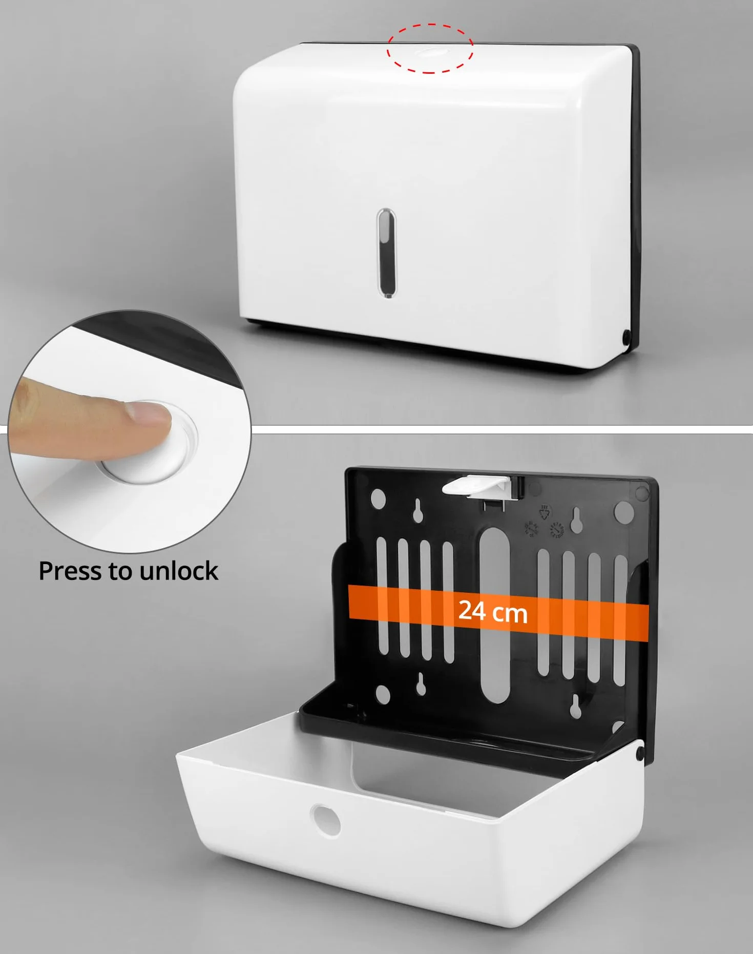 Dispensador de Papel Manos QWORK, montado en la Pared sin taladrar, 200 Hojas