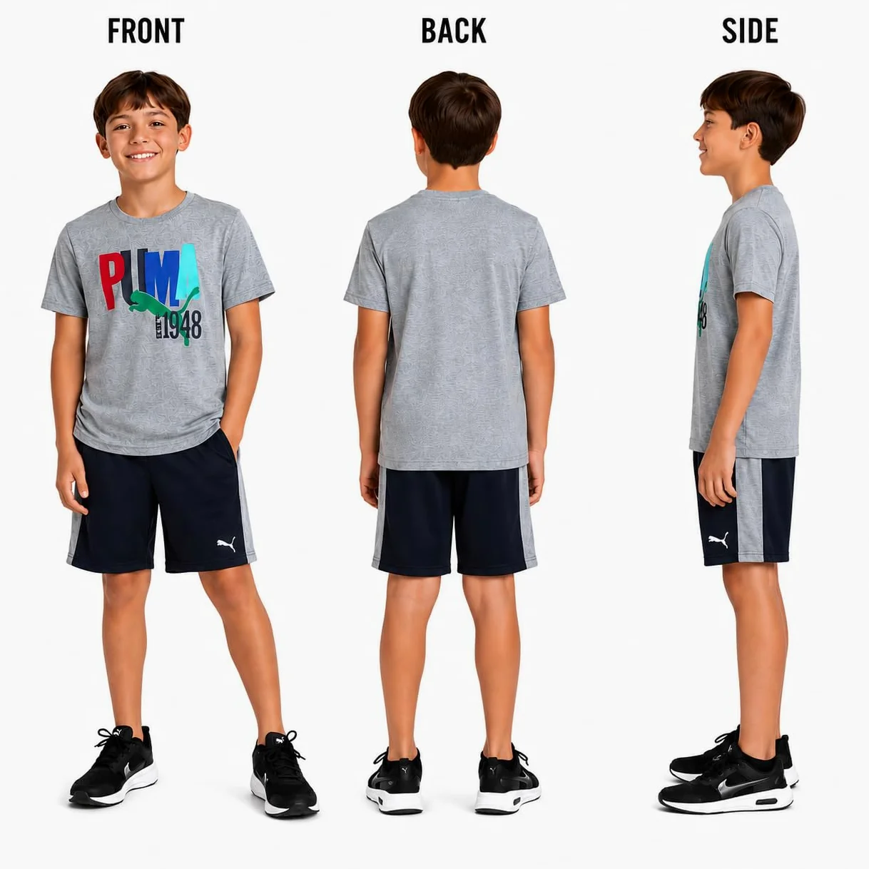 PUMA Conjunto de pantalones cortos activos para niños, camiseta de ajuste seco y pantalones cortos de gimnasio de alto rendimiento, conjunto de ropa deportiva para niños (4-16)