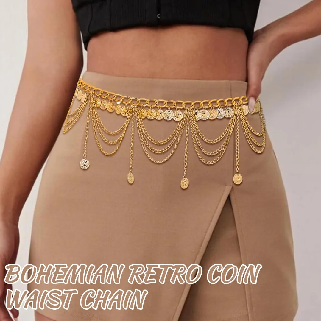 1 Pcs Cinturón de Cadena de Metal para Mujer,Cinturón de Cadena de Metal Estilo Occidental,Accesorios para Mujer,para Vestidos,Vaqueros,Estilosos