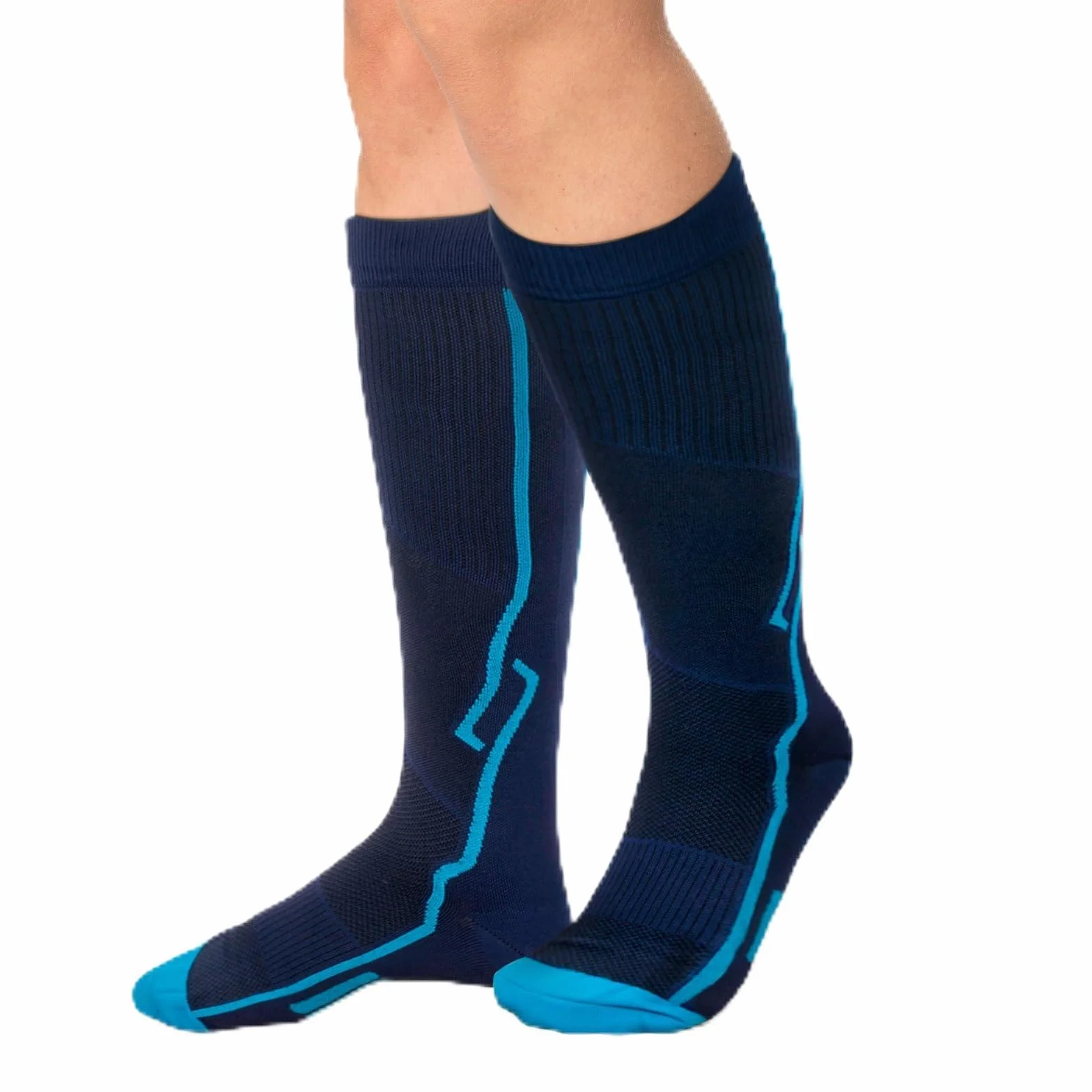 1 Par de Calcetines de Compresión, Calcetines Deportivos Hasta la Rodilla, Medias de Compresión Graduada de Ajuste Atlético para Correr Ciclismo Viajar Vuelo Enfermeras Embarazo