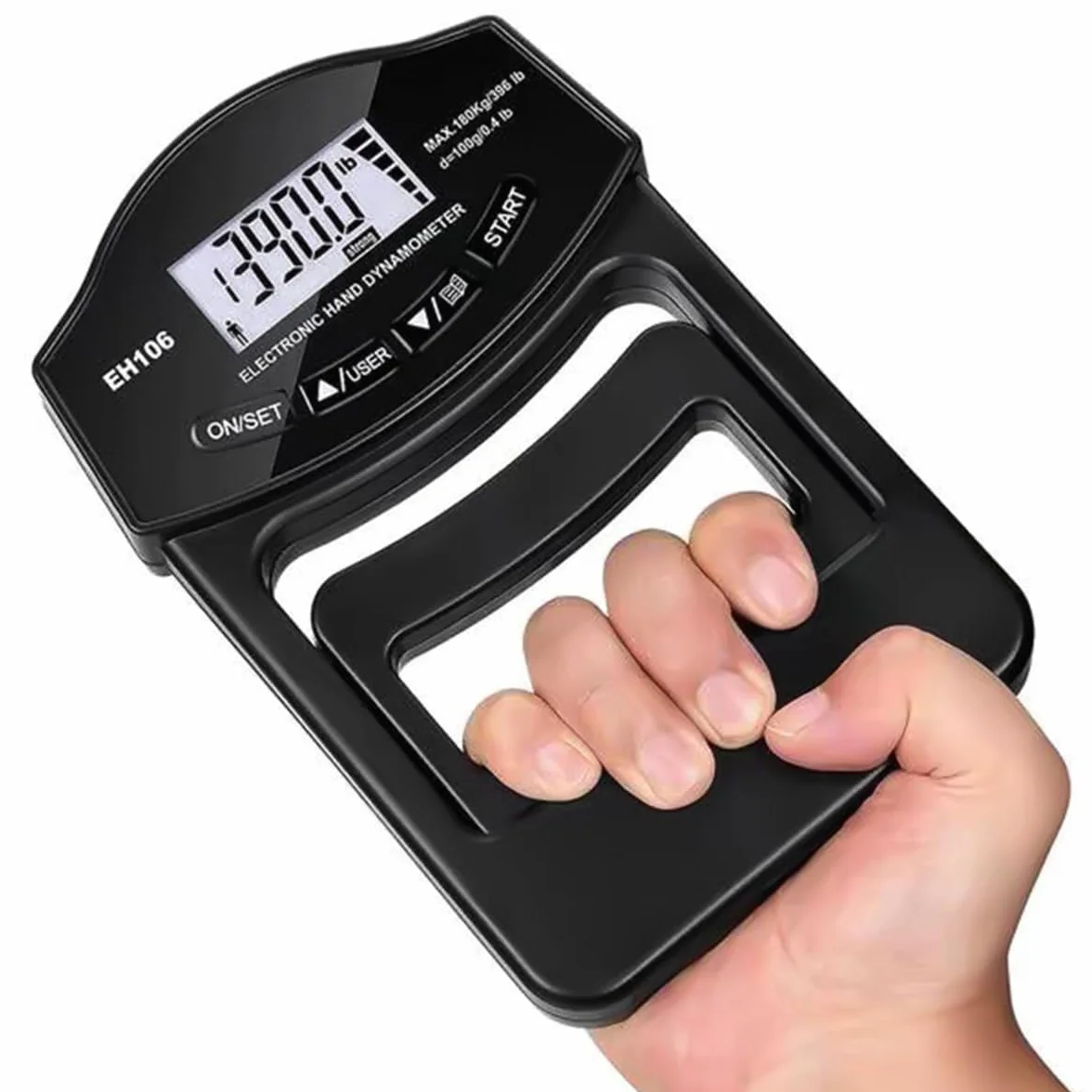 Dinamómetro de Mano Digital Probador de Fuerza de Agarre 396 Libras USB Recargable Pantalla LCD