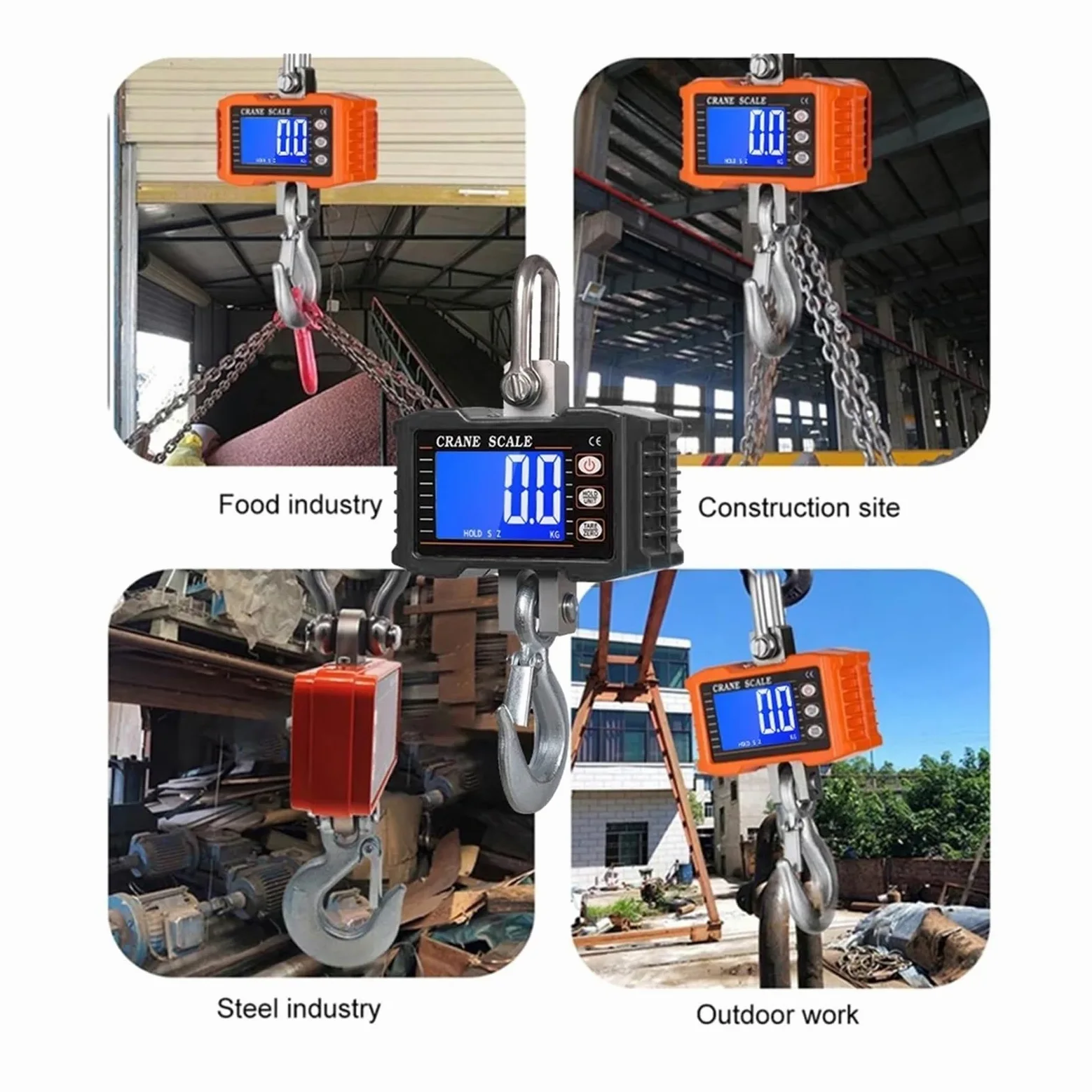 Escala colgante, 1000kg/2204lb Báscula digital colgante para grúa | Incluye cambio de unidades, pantalla digital legible y diseño portátil para almacenes, talleres y pesaje industrial.
