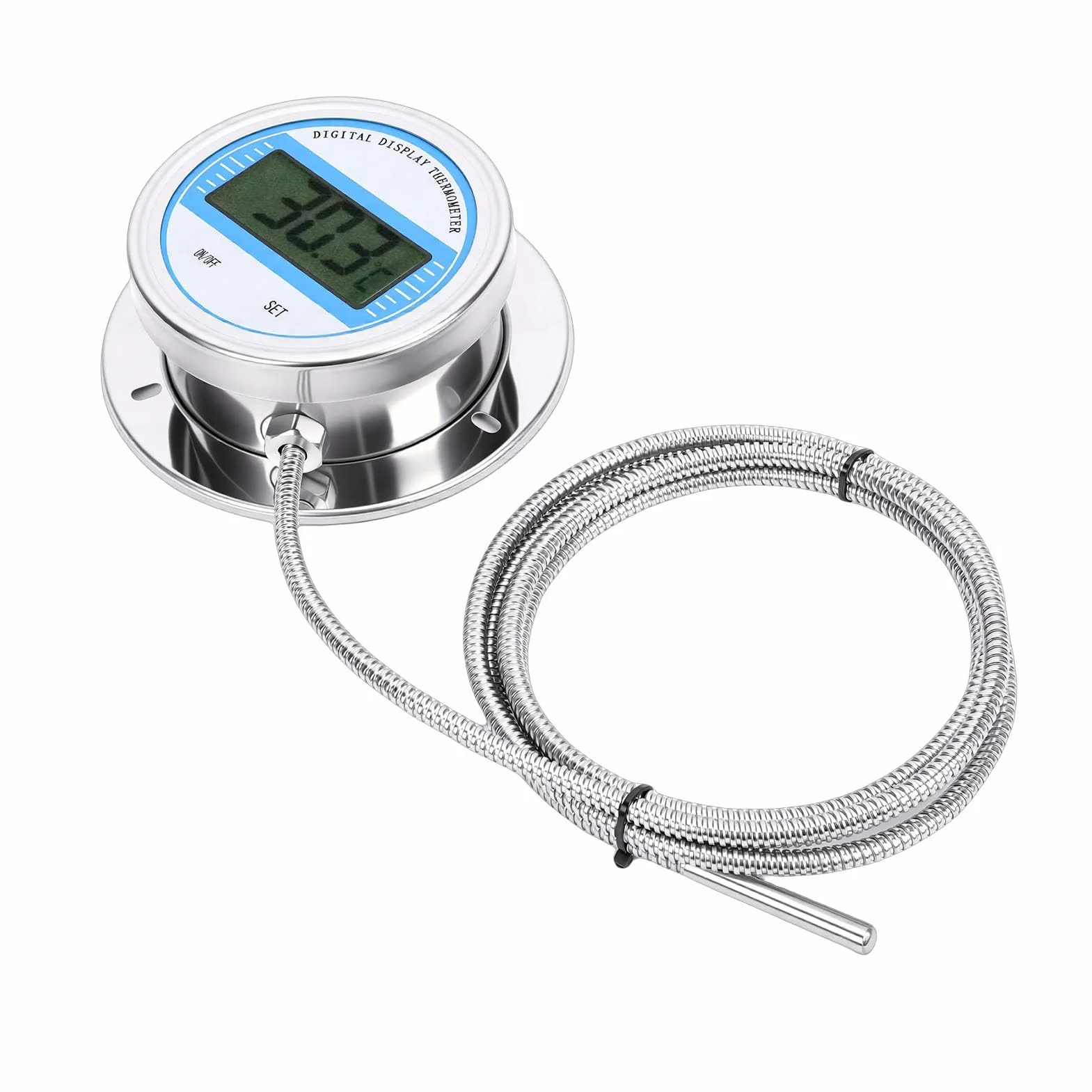 Termómetro Digital Sonda Roscada 2 M Acero Inoxidable -50 a 200 ℃ Industrial Tuberías